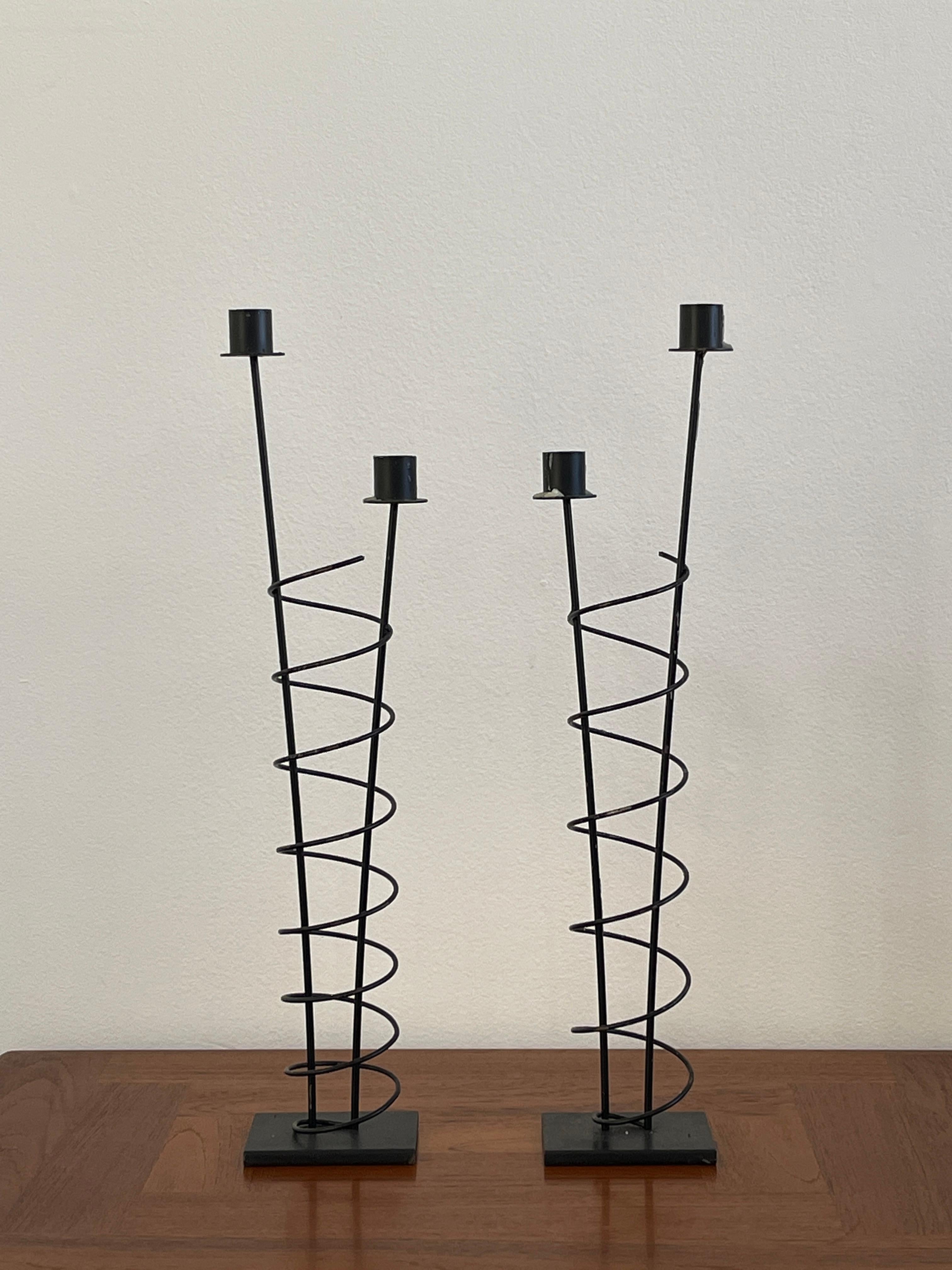 Post-Modern Late 20th Century Rick Martin Metal Candlestick Holders  For Sale