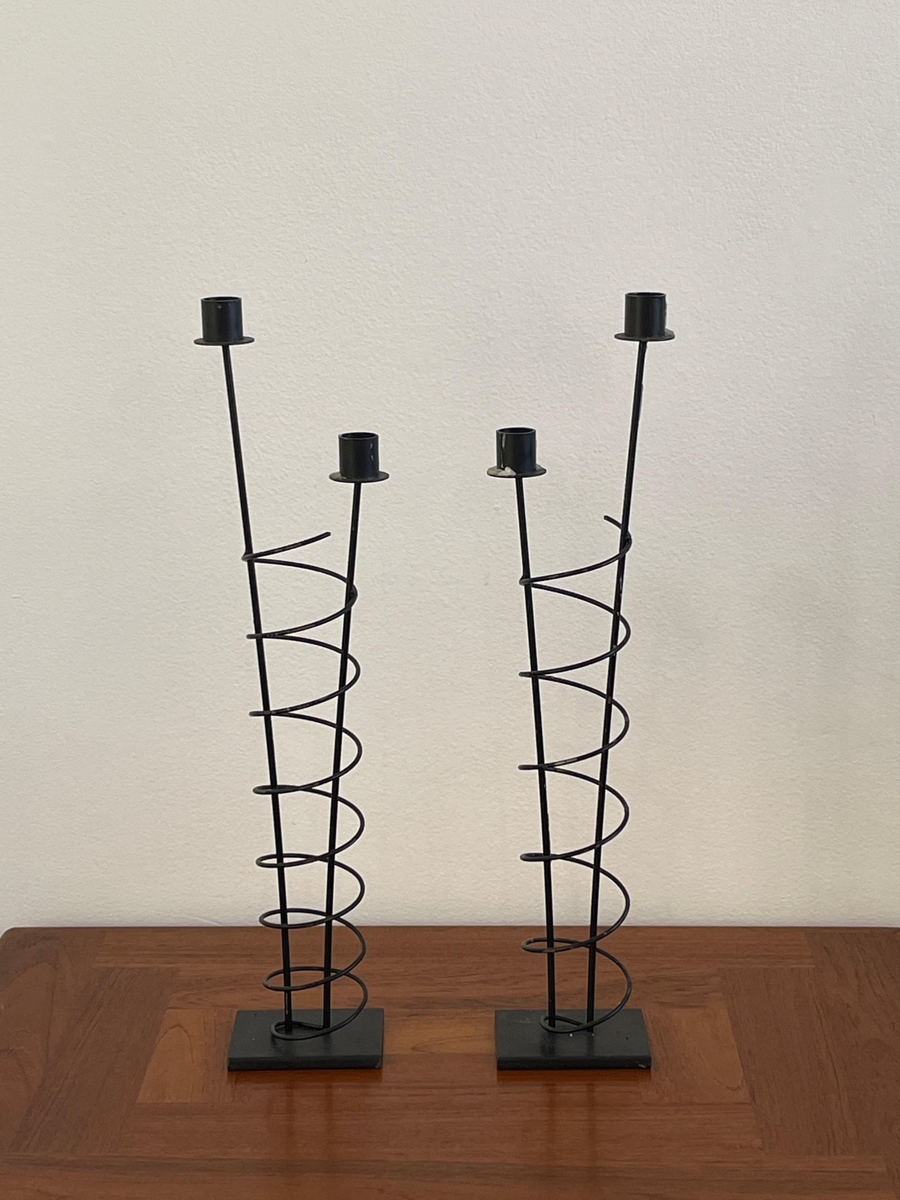 American Late 20th Century Rick Martin Metal Candlestick Holders  For Sale
