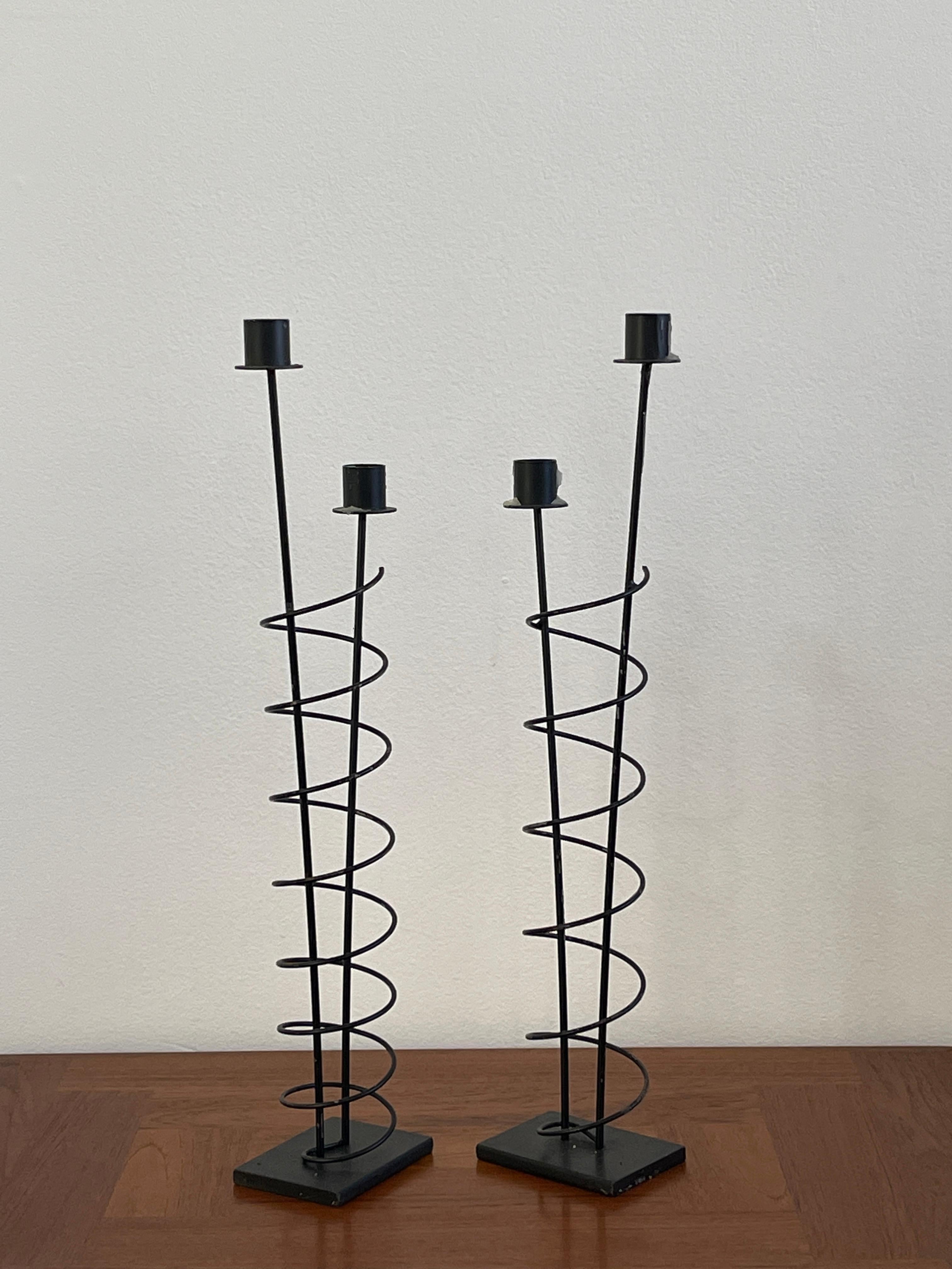 Hand-Crafted Late 20th Century Rick Martin Metal Candlestick Holders  For Sale