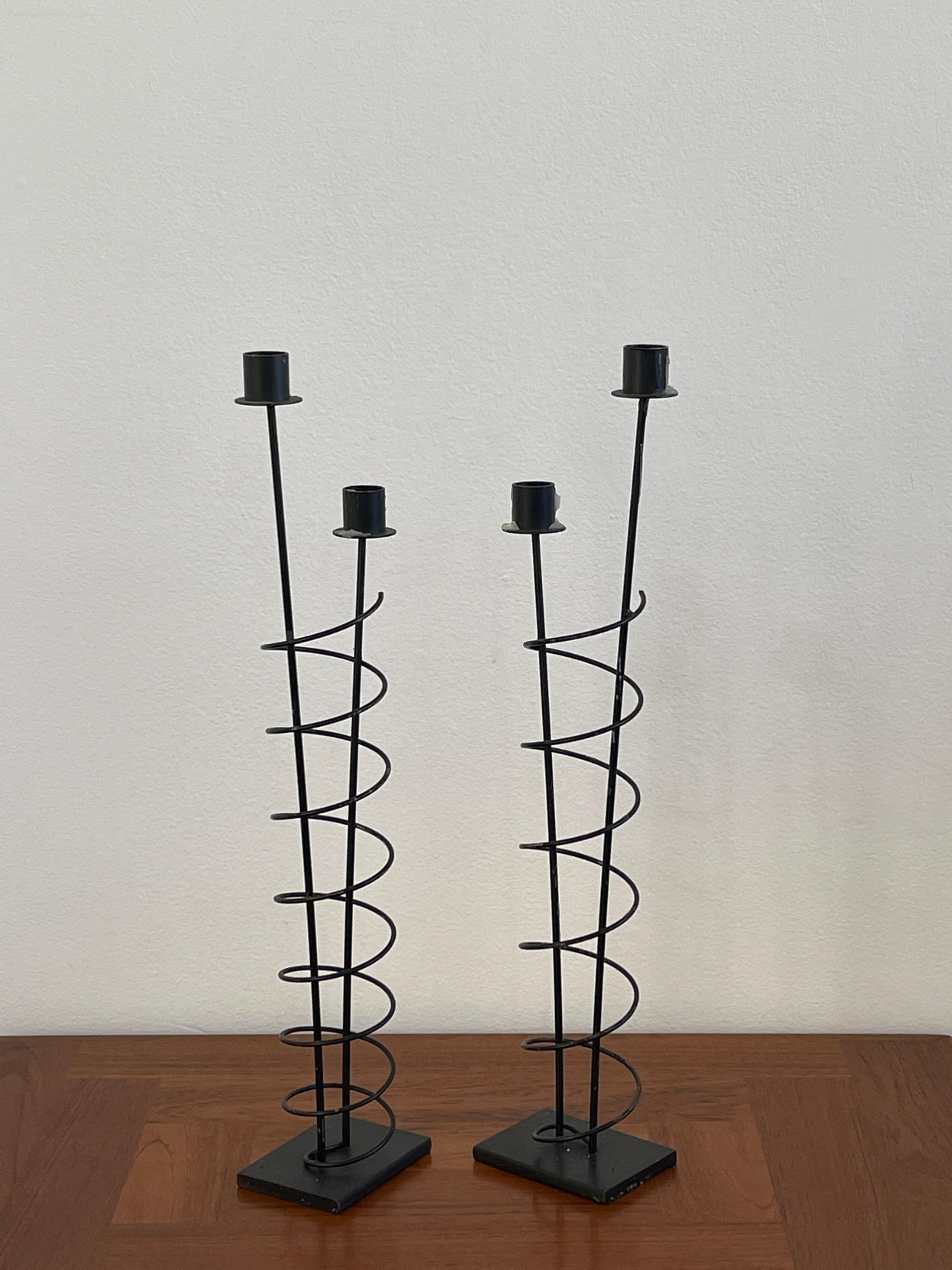 Late 20th Century Rick Martin Metal Candlestick Holders  In Good Condition For Sale In Miami, FL