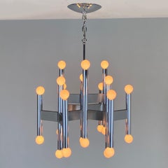 Late 20th Century Robert Sonneman 24 Bulb Chrome Chandelier