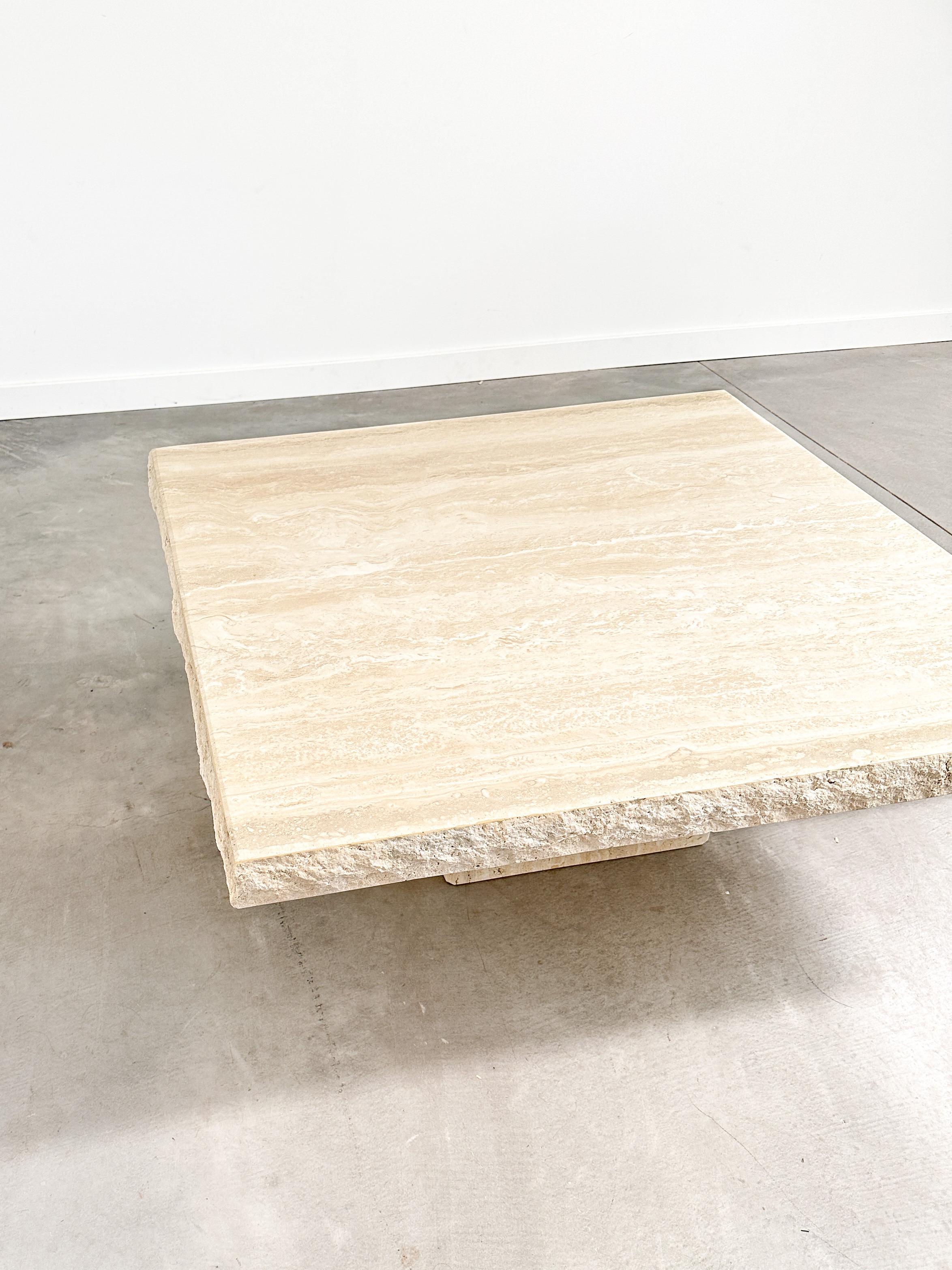Late 20th Century Rough Edge Travertine Coffee Table 5
