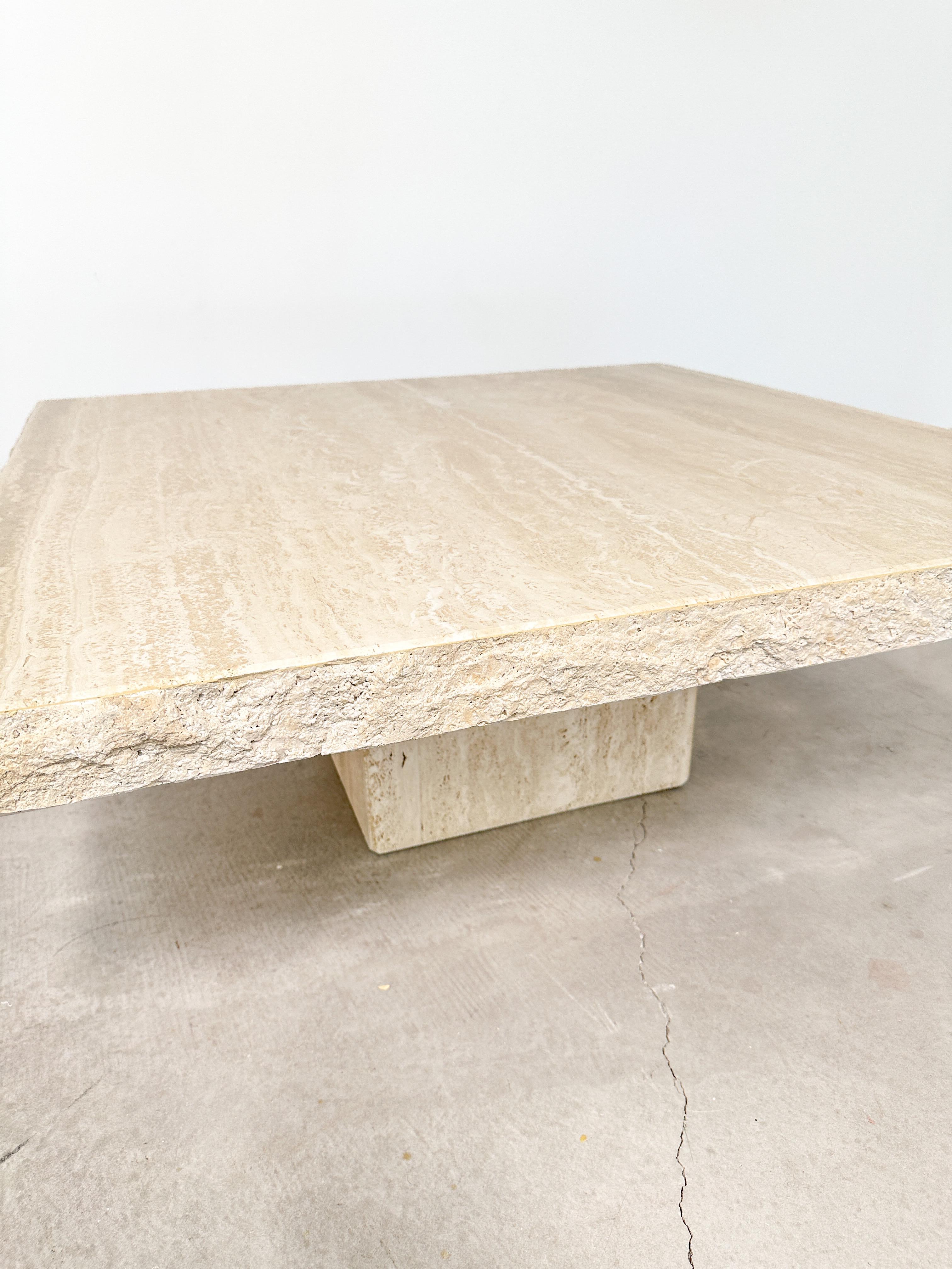 Late 20th Century Rough Edge Travertine Coffee Table 6