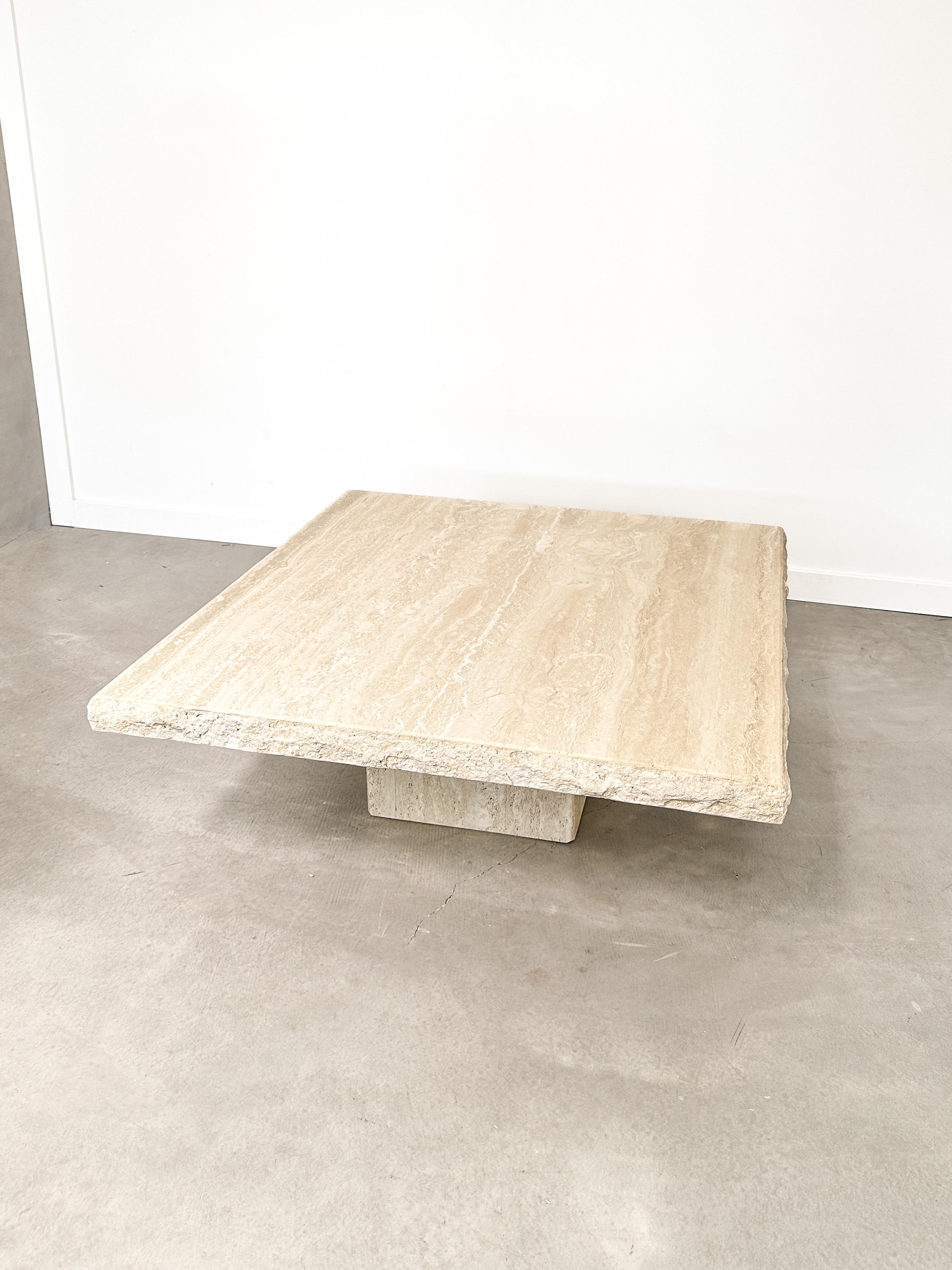 Late 20th Century Rough Edge Travertine Coffee Table 7