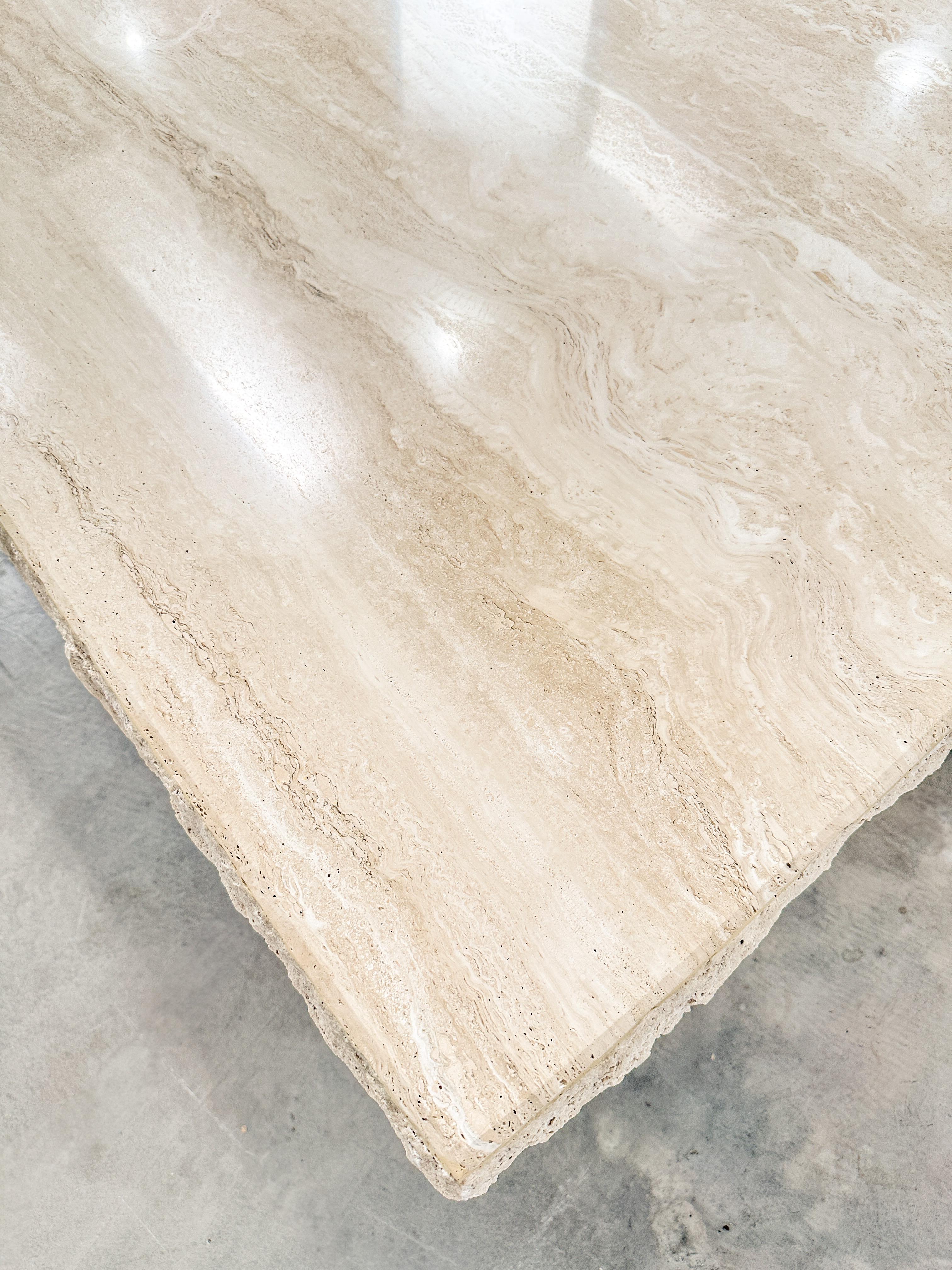 Late 20th Century Rough Edge Travertine Coffee Table 8