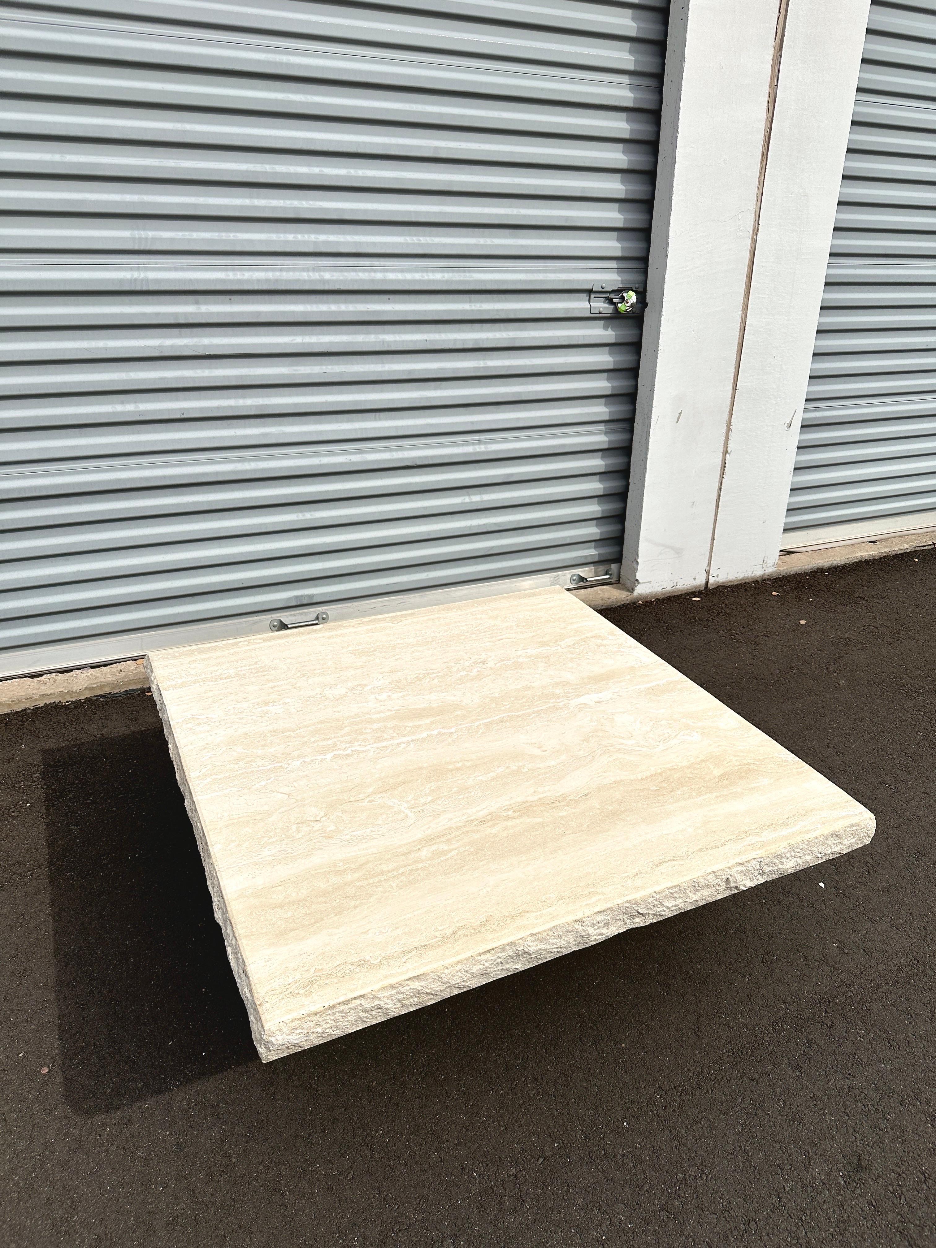 Italian Late 20th Century Rough Edge Travertine Coffee Table