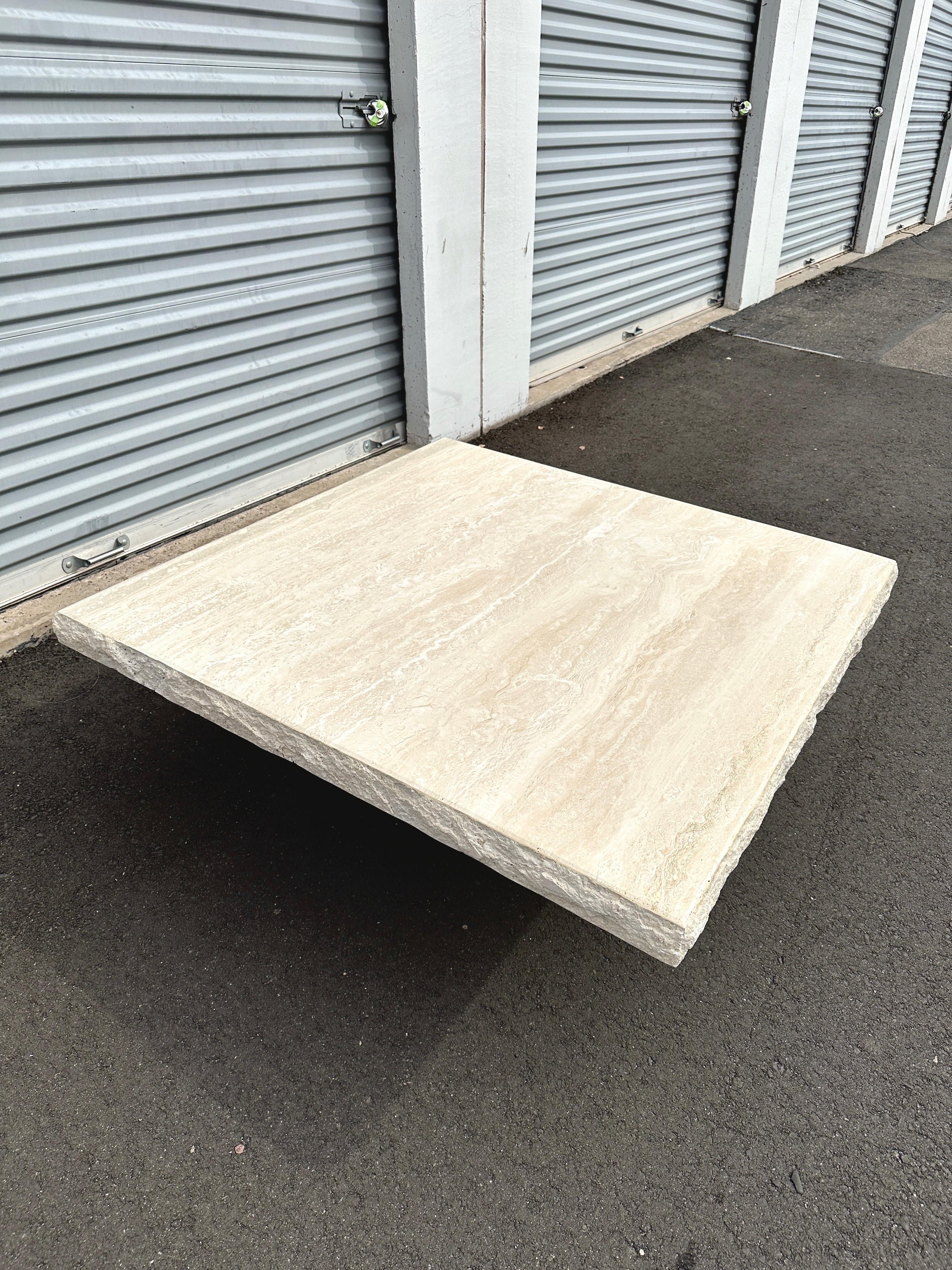 Late 20th Century Rough Edge Travertine Coffee Table 1