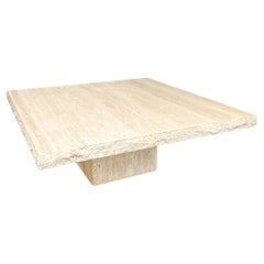 Late 20th Century Rough Edge Travertine Coffee Table