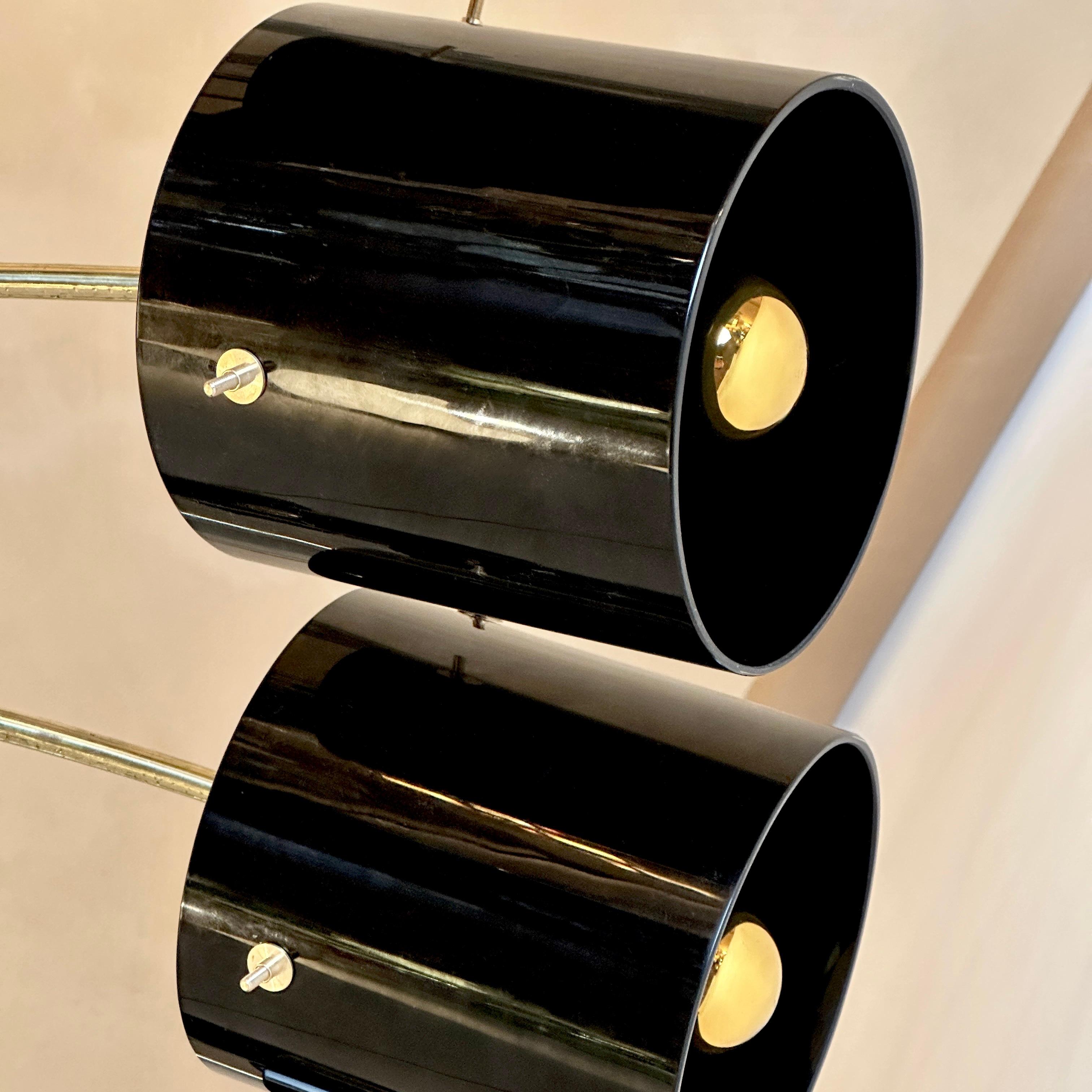 Laiton Fin du 20ème siècle Rond en laiton avec diffuseurs de lumière en verre noir de Murano, montage encastré en vente