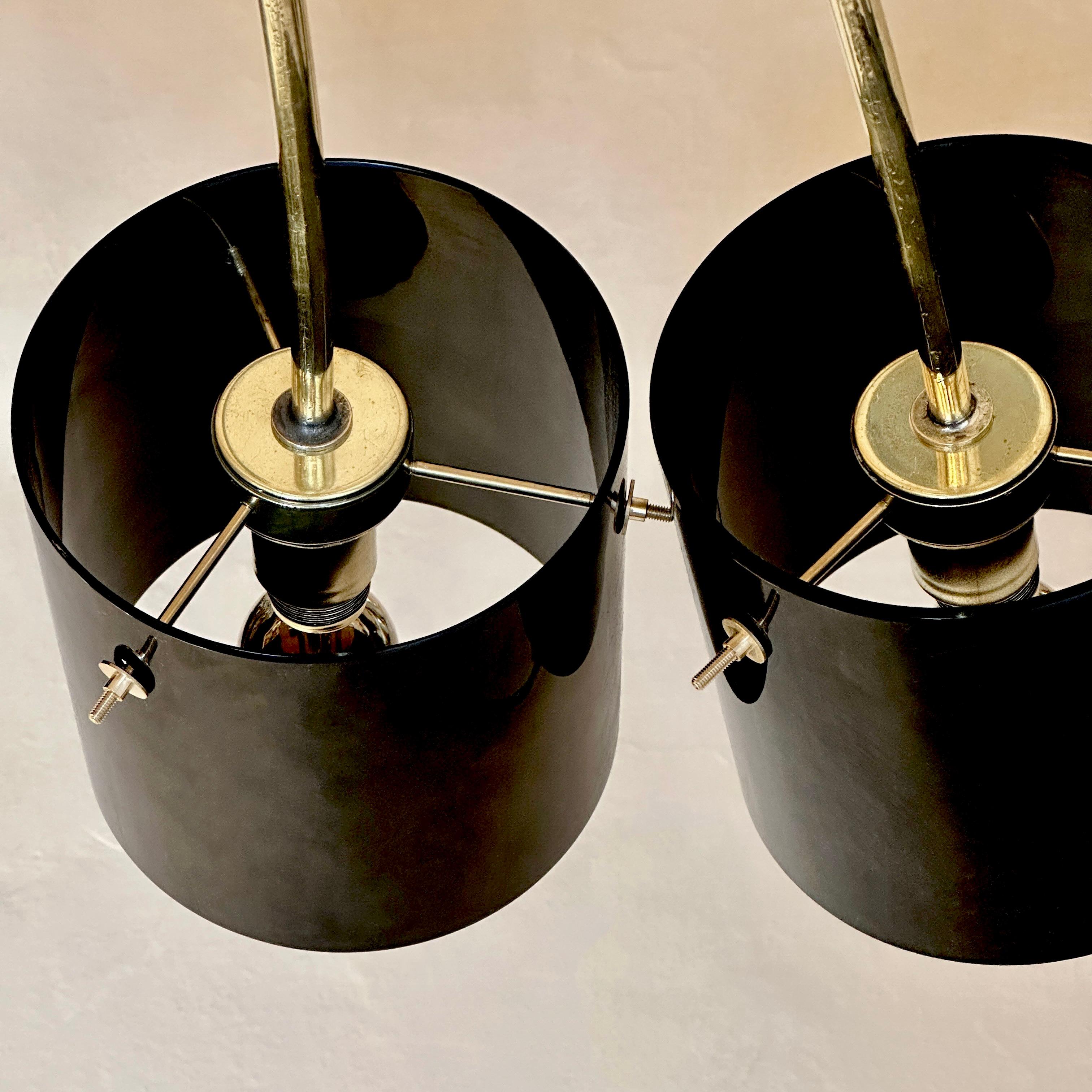 Fin du 20ème siècle Rond en laiton avec diffuseurs de lumière en verre noir de Murano, montage encastré en vente 1