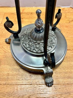 Late 20th Century Round Glass and Silver Pedestal End Table