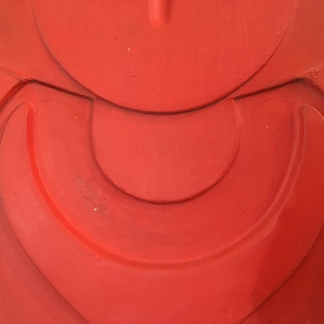 Italian Italy Mid-Century Modern Orange Terracotta Abstract Sculpture Bowl For Sale