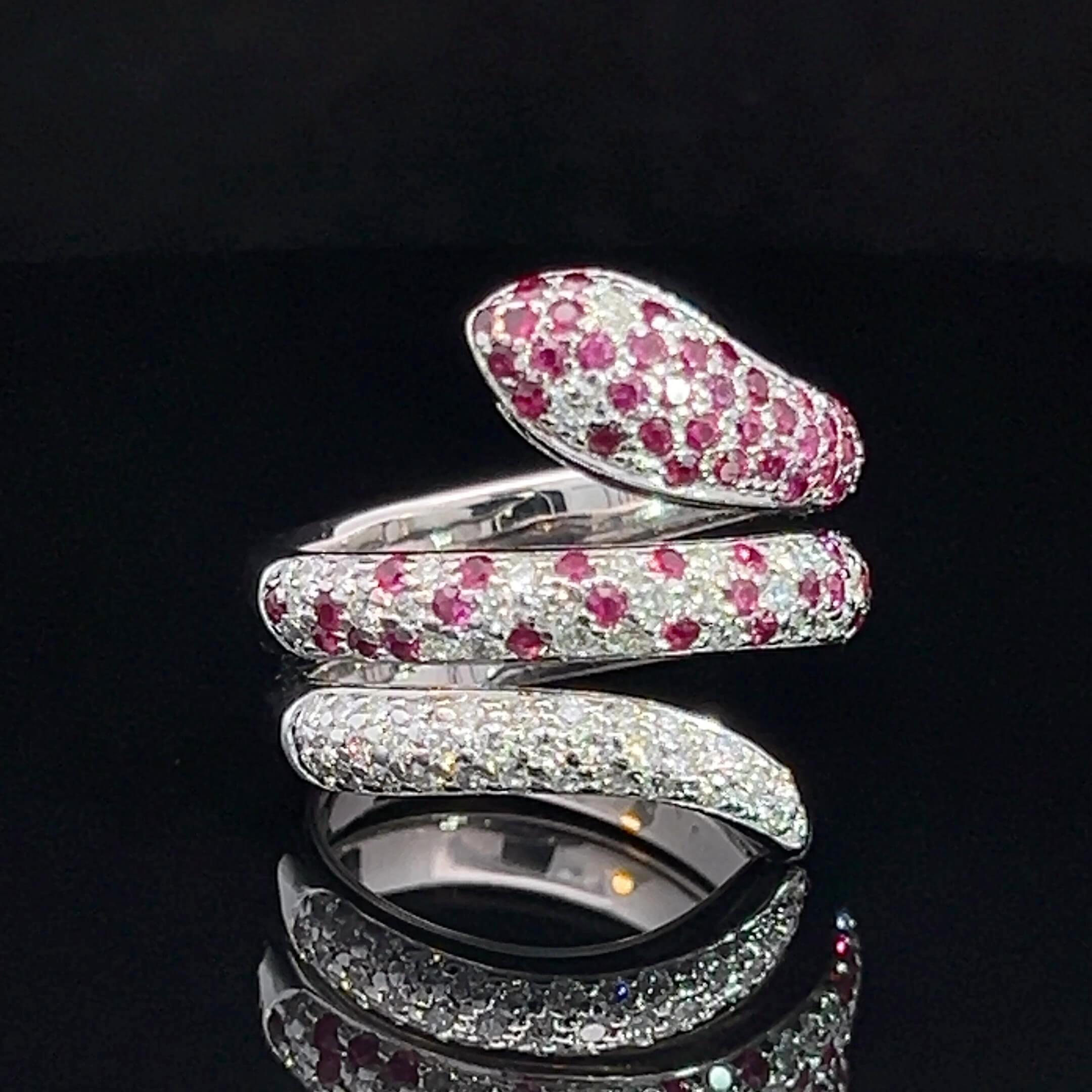 Late 20th Century Ruby & Diamond Snake Ring Circa 1990s For Sale 2