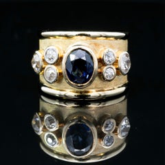 Late 20th Century Sapphire & Diamond Ring Circa 1980s