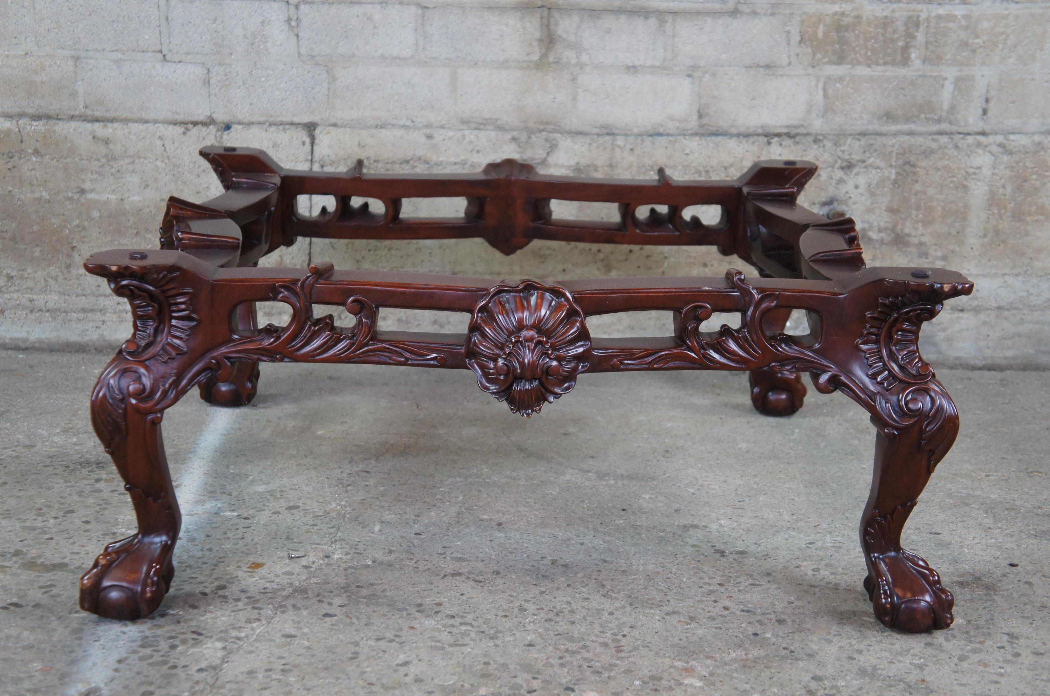 Late 20th Century Scalloped Mahogany & Glass Chippendale Ball Claw Coffee Table 5