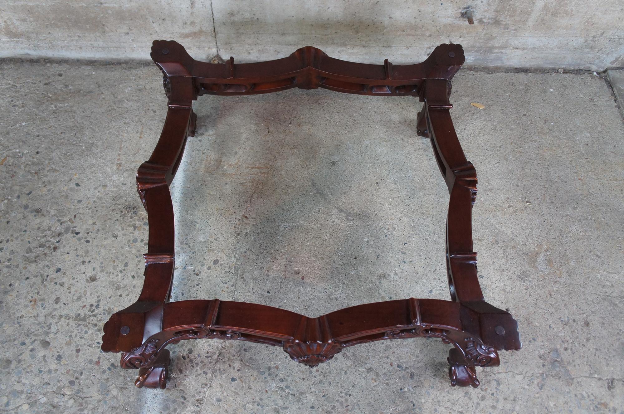 Late 20th Century Scalloped Mahogany & Glass Chippendale Ball Claw Coffee Table 6