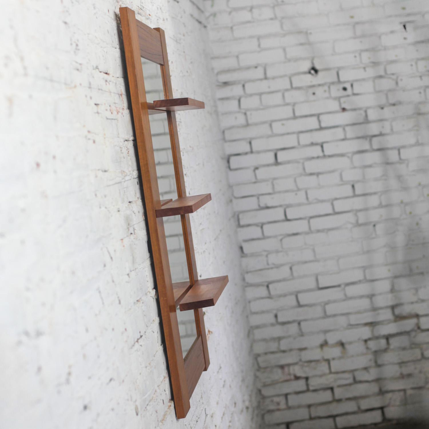Late-20th Century Scandinavian Modern Teak Wall Mirror w/Display Shelves For Sale 6