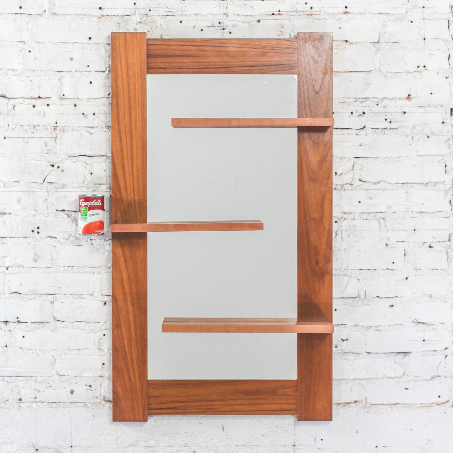 Late-20th Century Scandinavian Modern Teak Wall Mirror w/Display Shelves For Sale 10