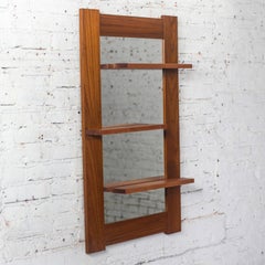 Late-20th Century Scandinavian Modern Teak Wall Mirror w/Display Shelves
