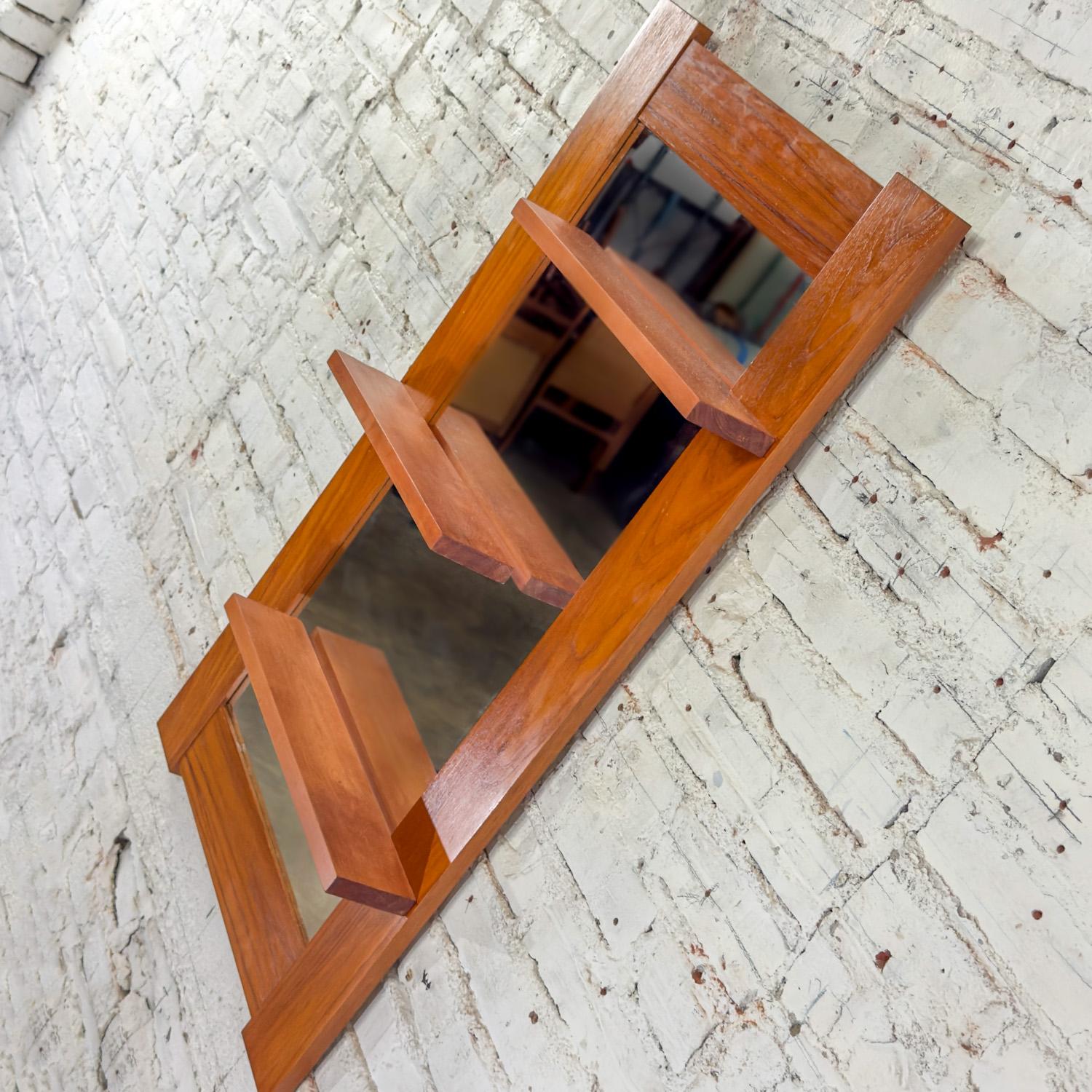Danish Late-20th Century Scandinavian Modern Teak Wall Mirror w/Display Shelves For Sale