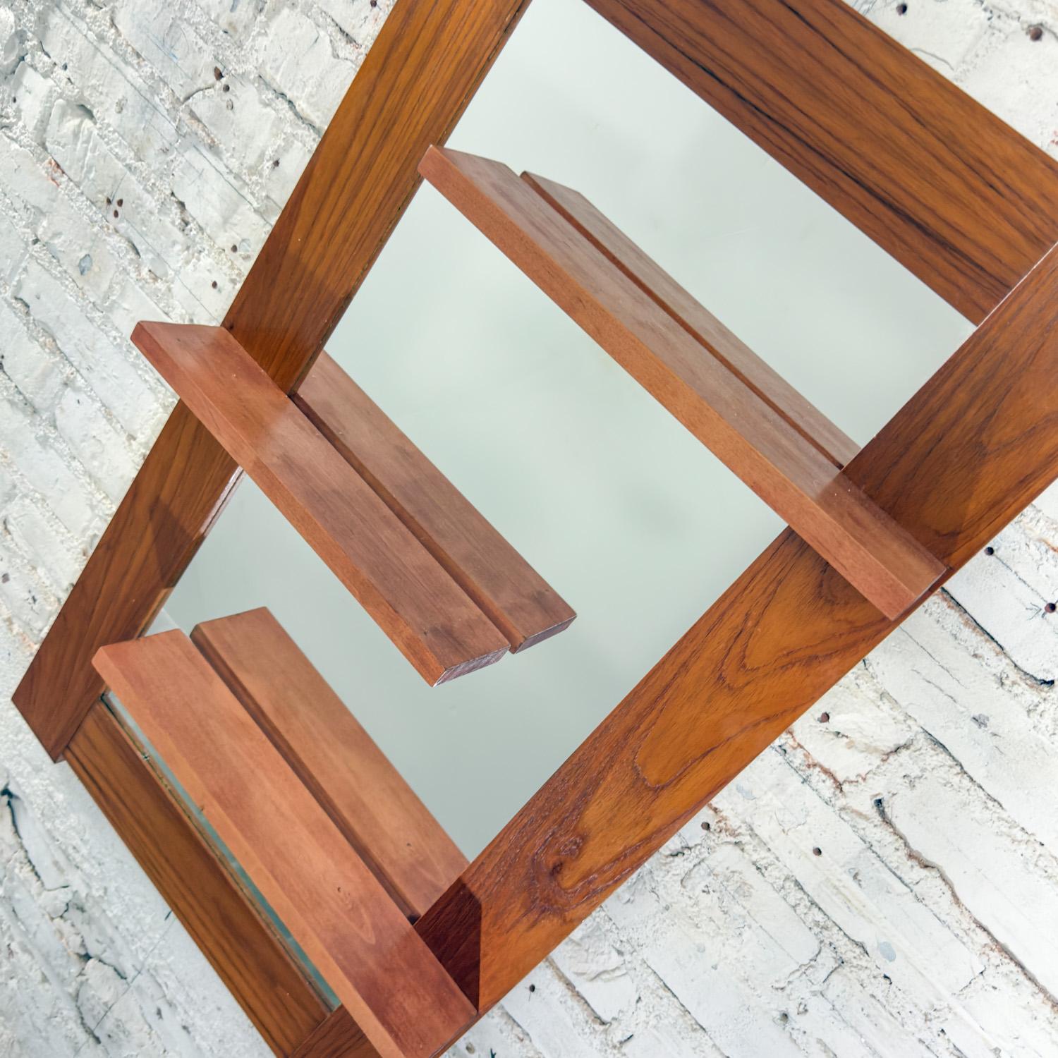 Late-20th Century Scandinavian Modern Teak Wall Mirror w/Display Shelves For Sale 2