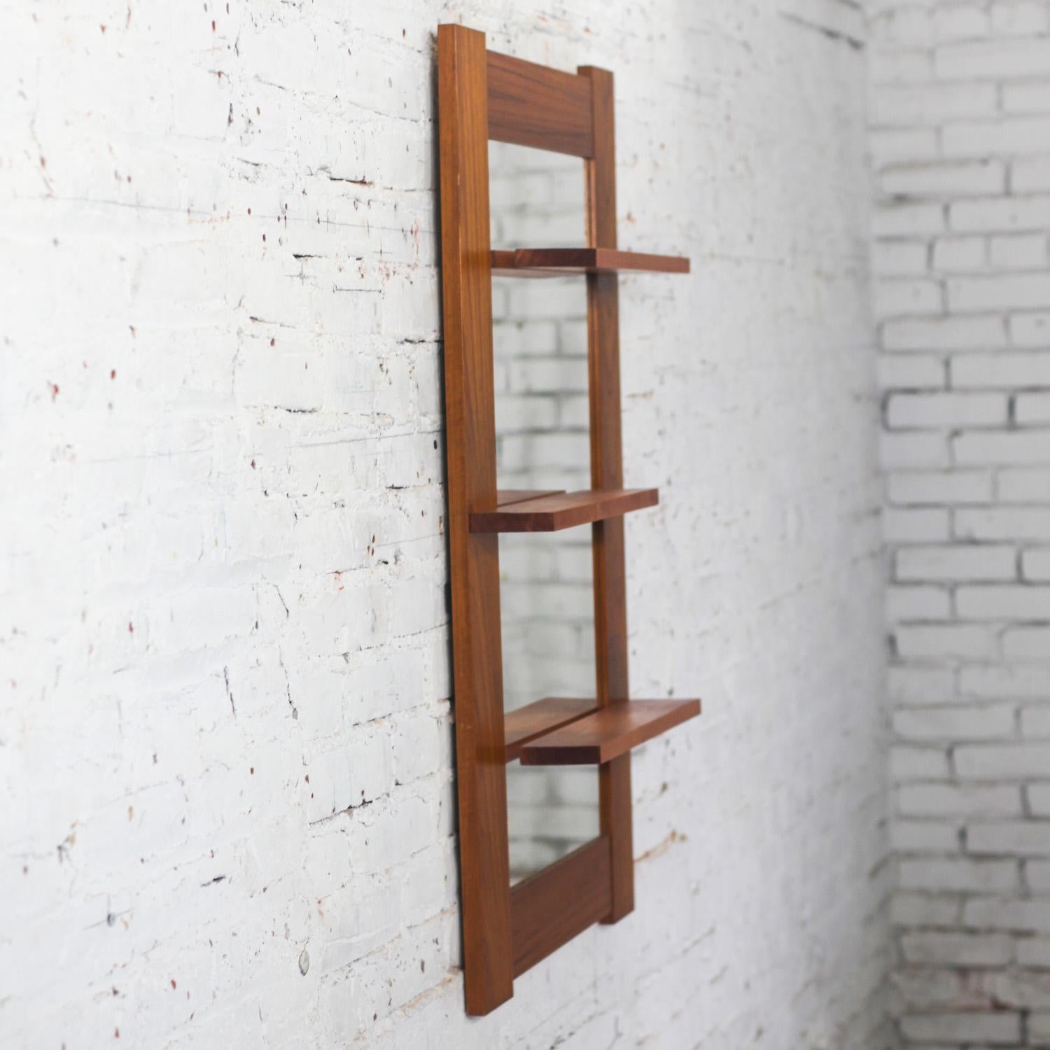 Late-20th Century Scandinavian Modern Teak Wall Mirror w/Display Shelves For Sale 5