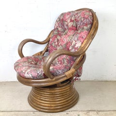Late 20th Century Sculptural Bentwood and Rattan Swivel Lounge Chair