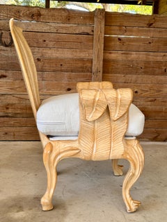 Late 20th Century Sculptural Carved Wood custom Upholstered Side Chair