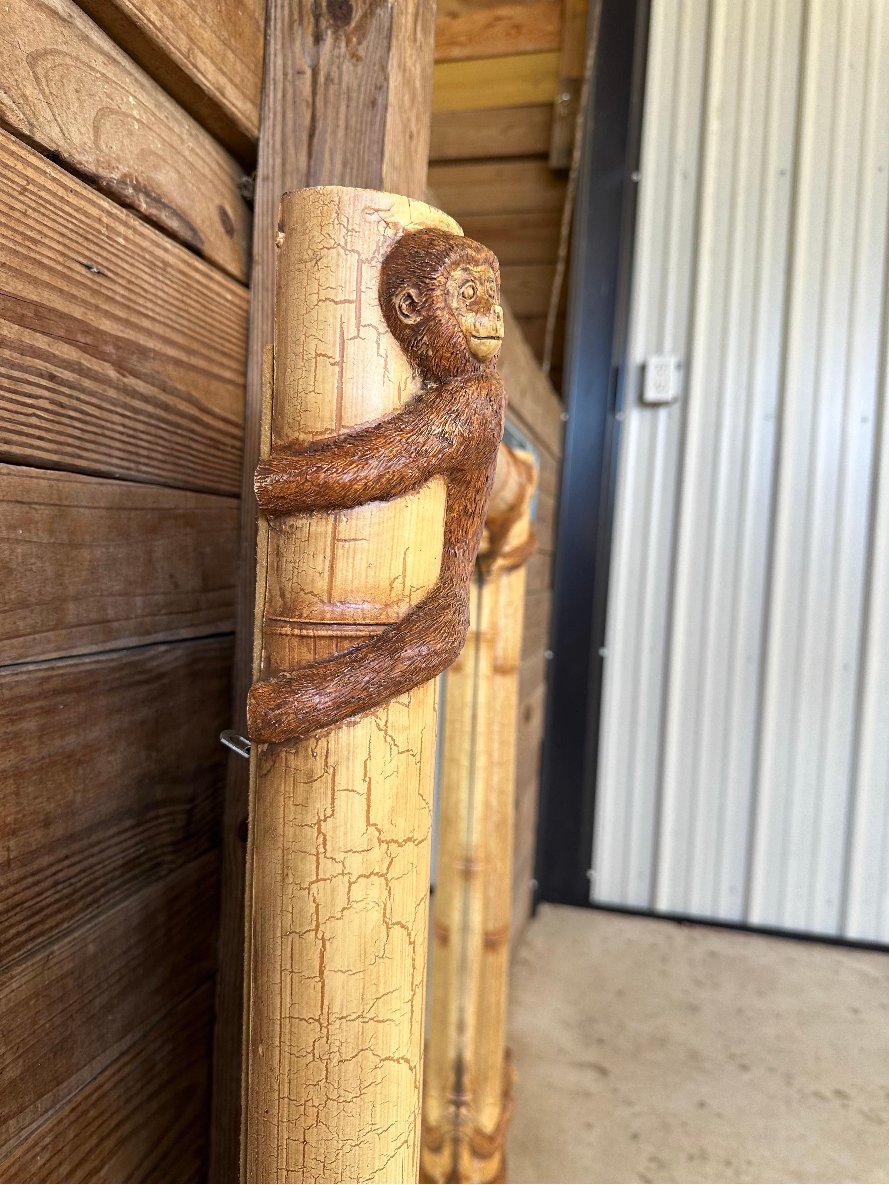 Late 20th Century Sculptural Faux Bamboo Monkey Wall Mirror 7