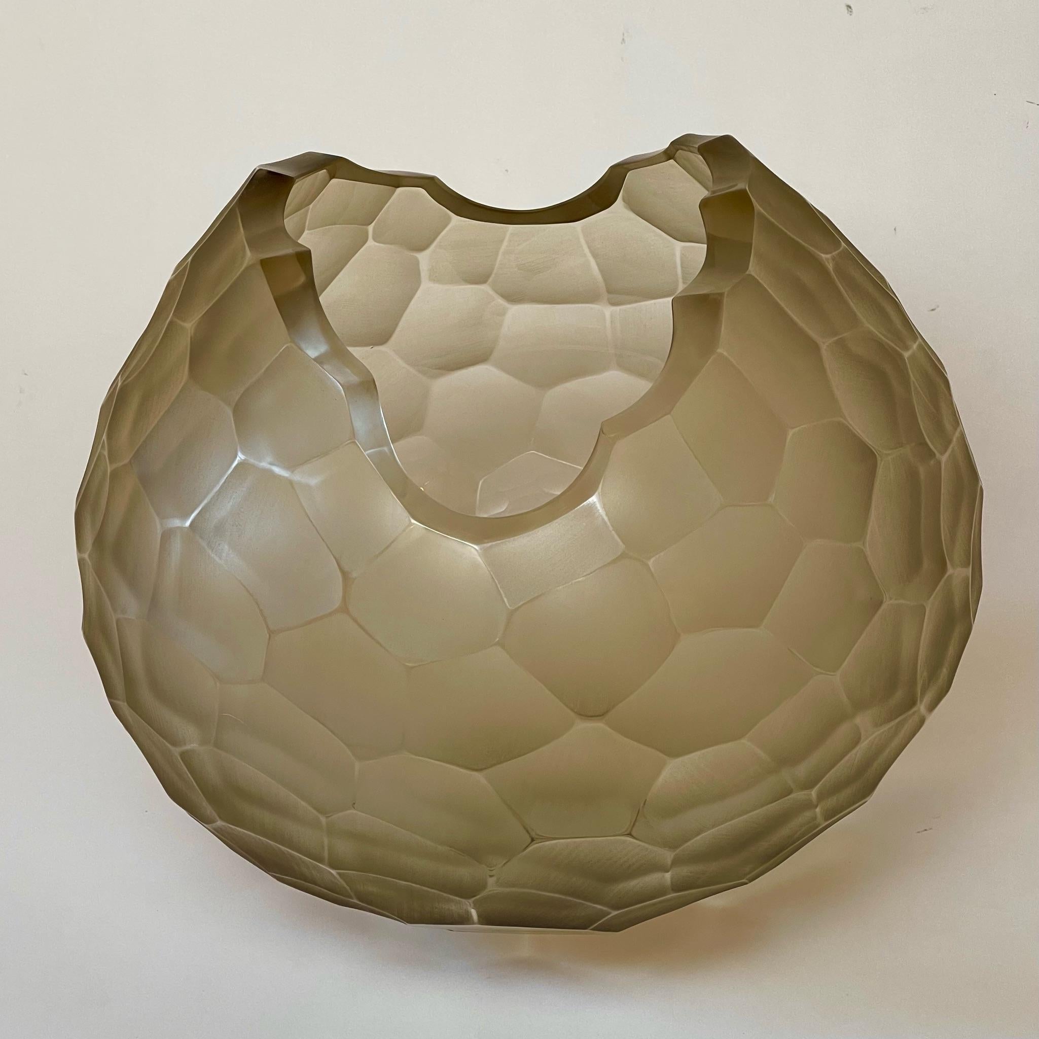Late 20th Century Sculptural Green Murano Glass Bowl For Sale 3