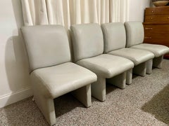Late 20th Century Set of 4 Italian Post Modern Leather Dining Chairs