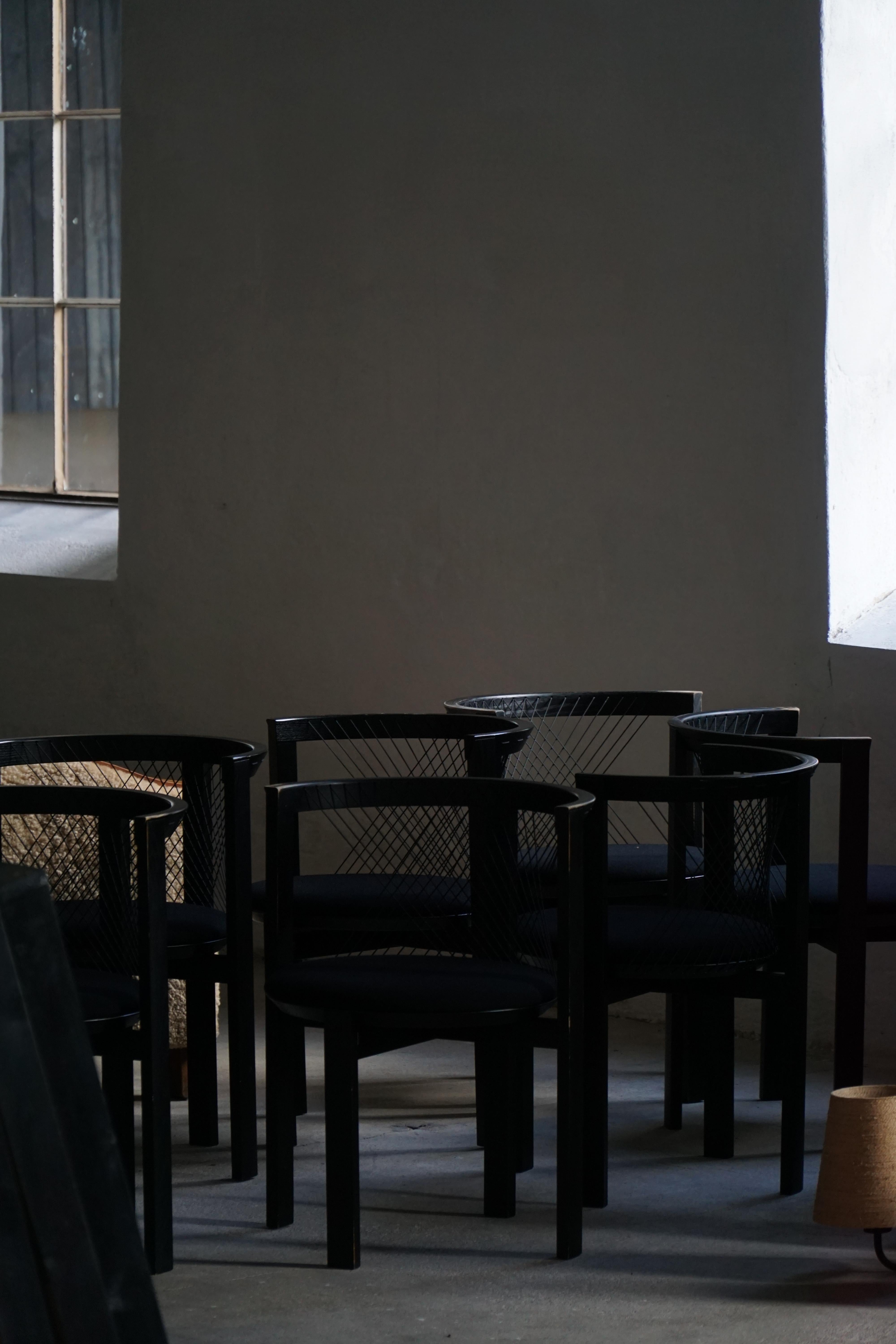 Laine Fin du 20e siècle, ensemble de huit chaises 