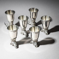 Ensemble de six coupes à étrier en étain de Forst, Italie, fin du 20e siècle