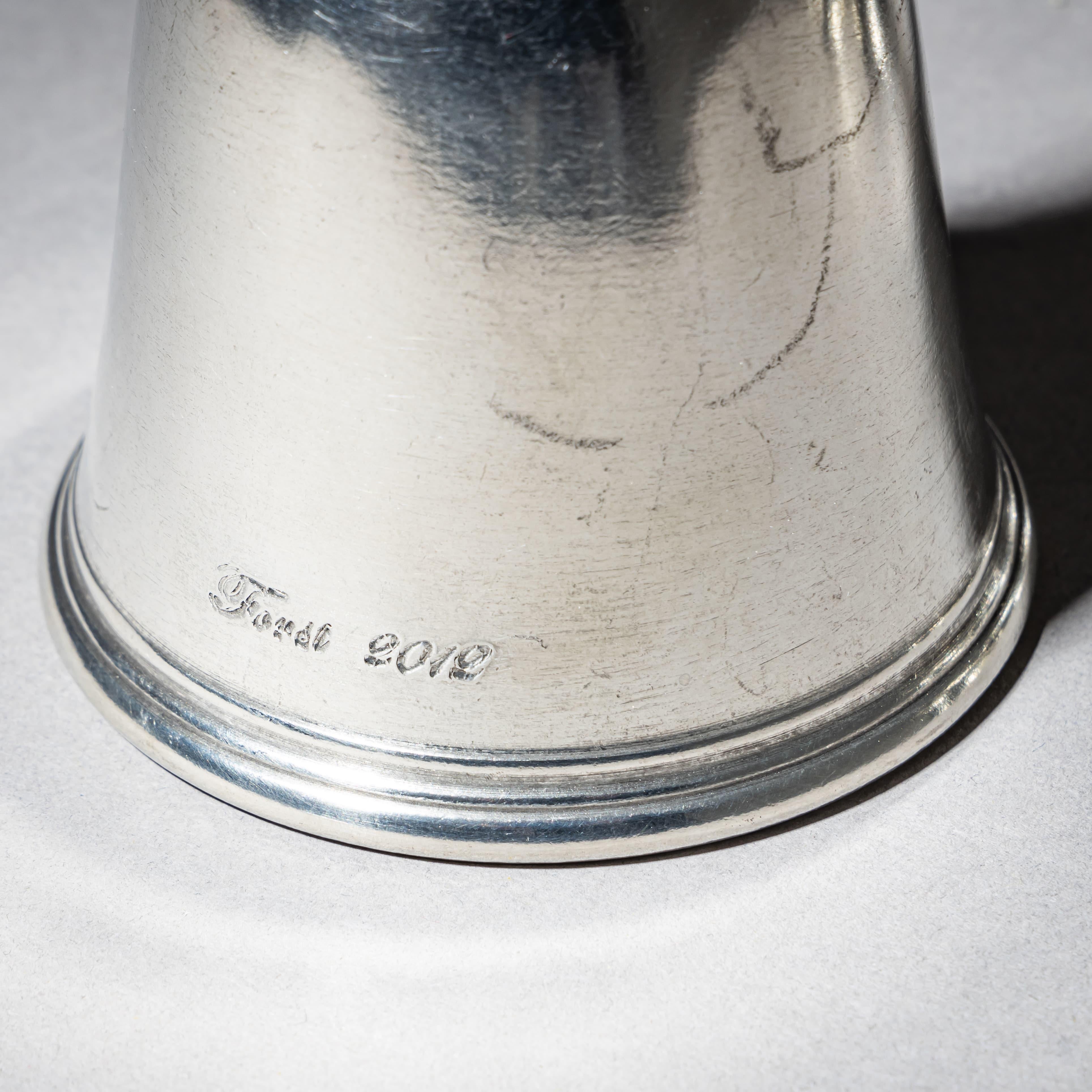 Late 20th Century Set of Six Pewter Stirrup Cups by Forst, Italy For Sale 4