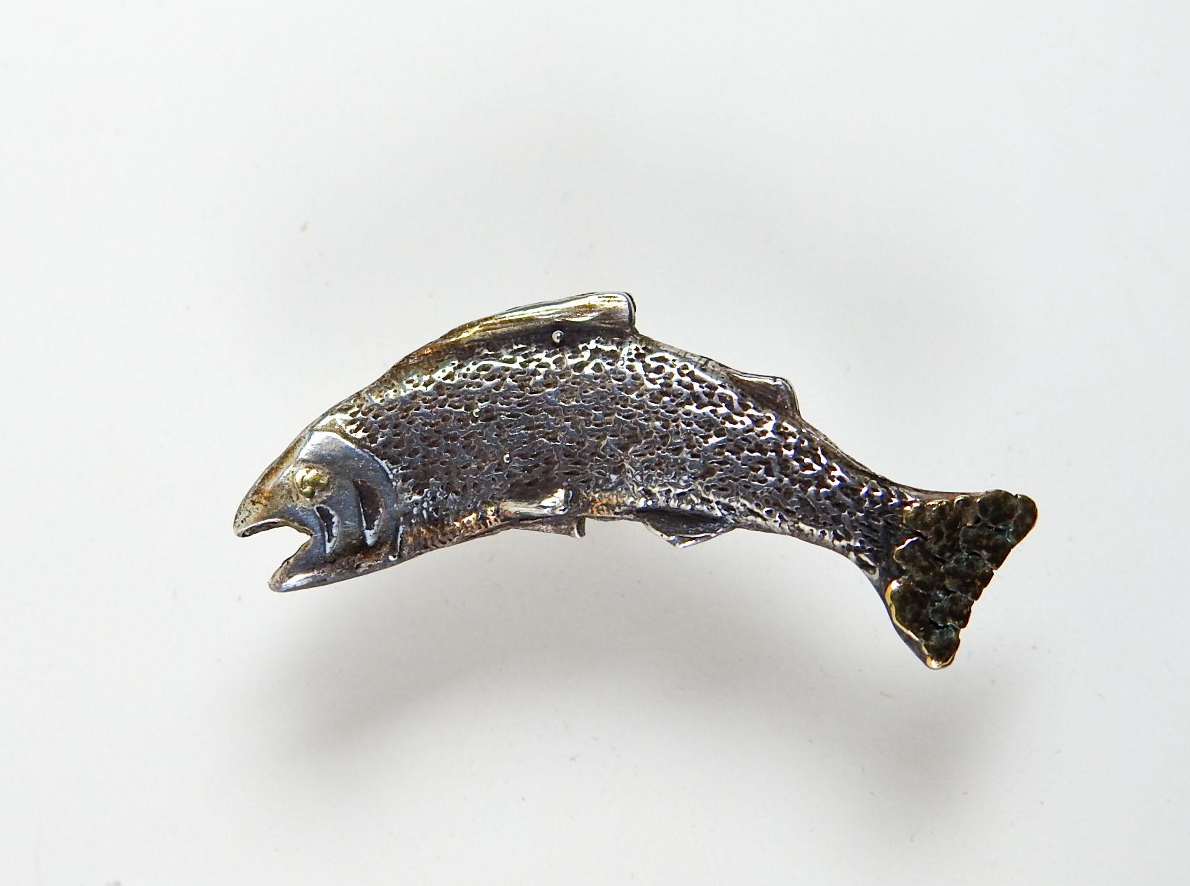 Unknown Late 20th Century Silver & Gold Fish Tie Tack Studio Made For Sale