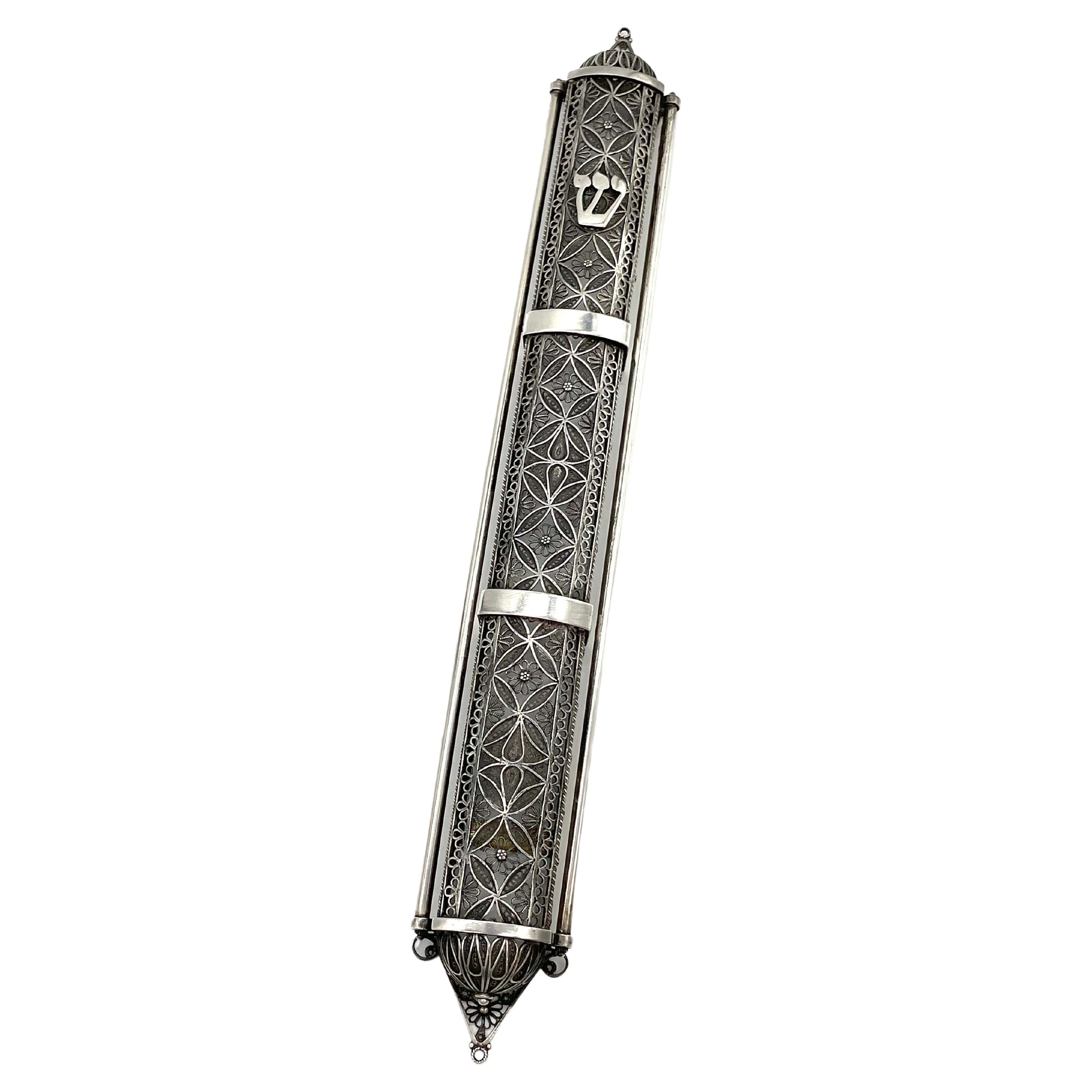 Late 20th Century Silver Mezuzah Case by Cahim Gershi