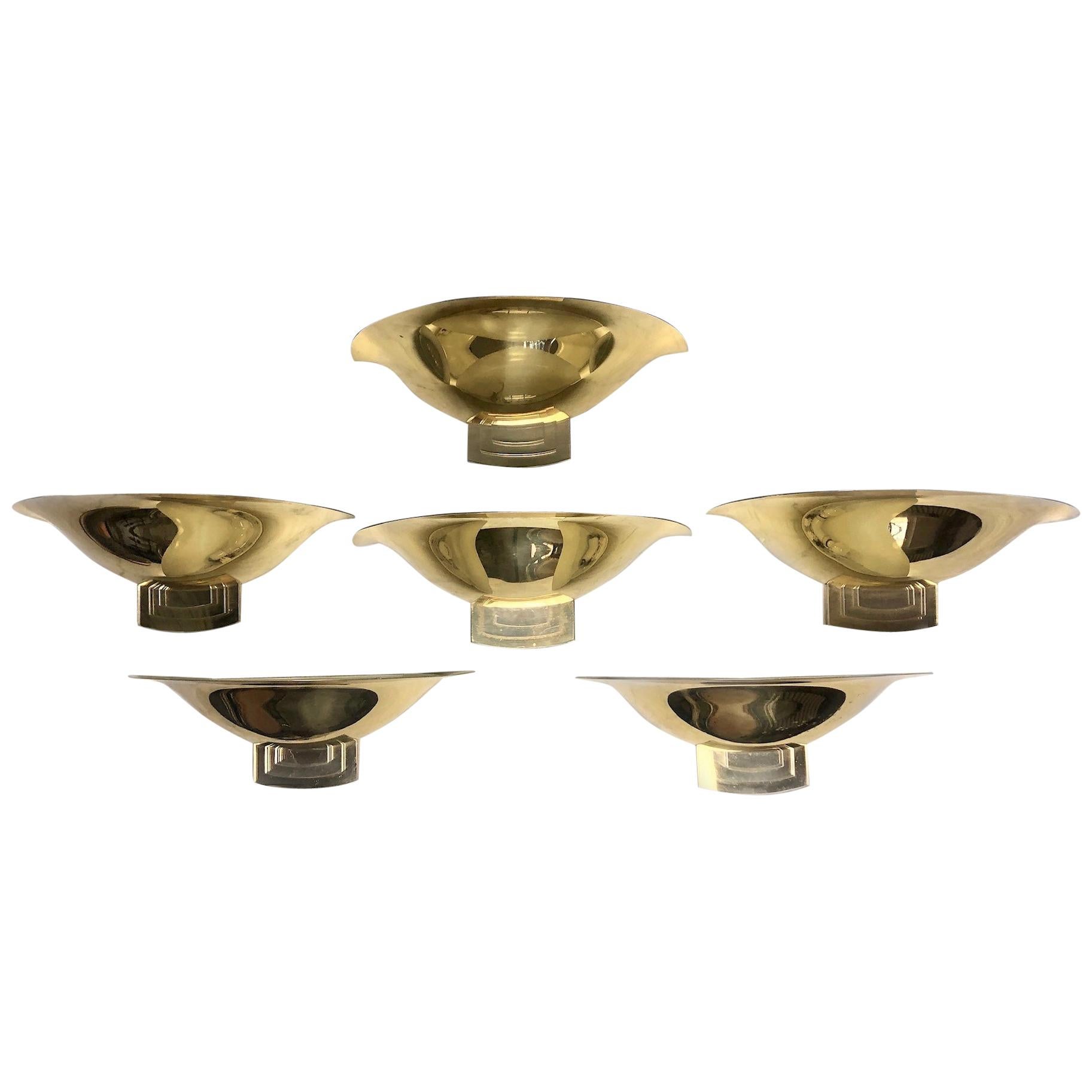 Late 20th Century Six Space Age Gold Metal and Transparent Lucite Sconces For Sale