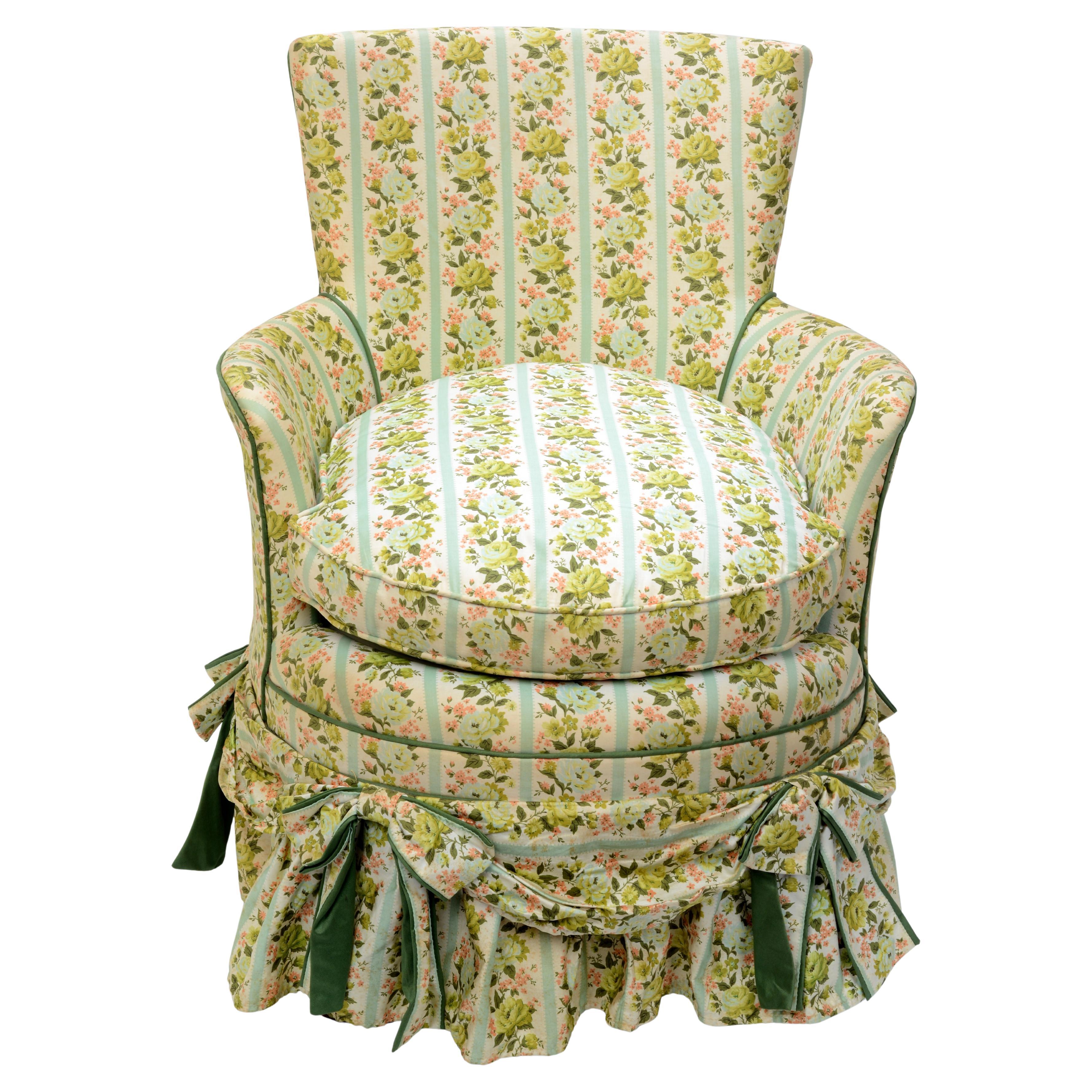 Slipper Chair with Exceptional Chintz Upholstery c1950. This classic slipper chair is a timeless piece that has been around for hundreds of years, and still popular today. It can be used as an accent chair in a living room or bedroom. These