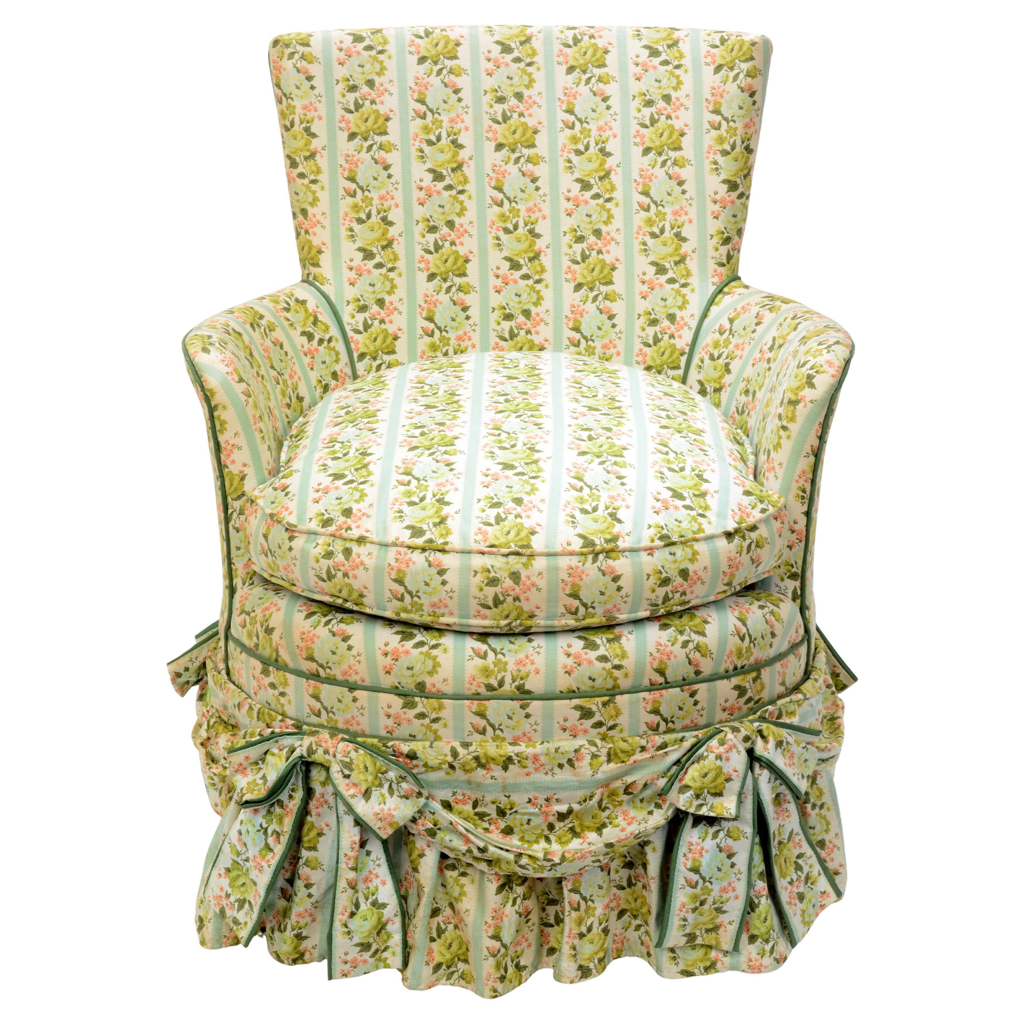 Slipper Chair with Exceptional Chintz Upholstery