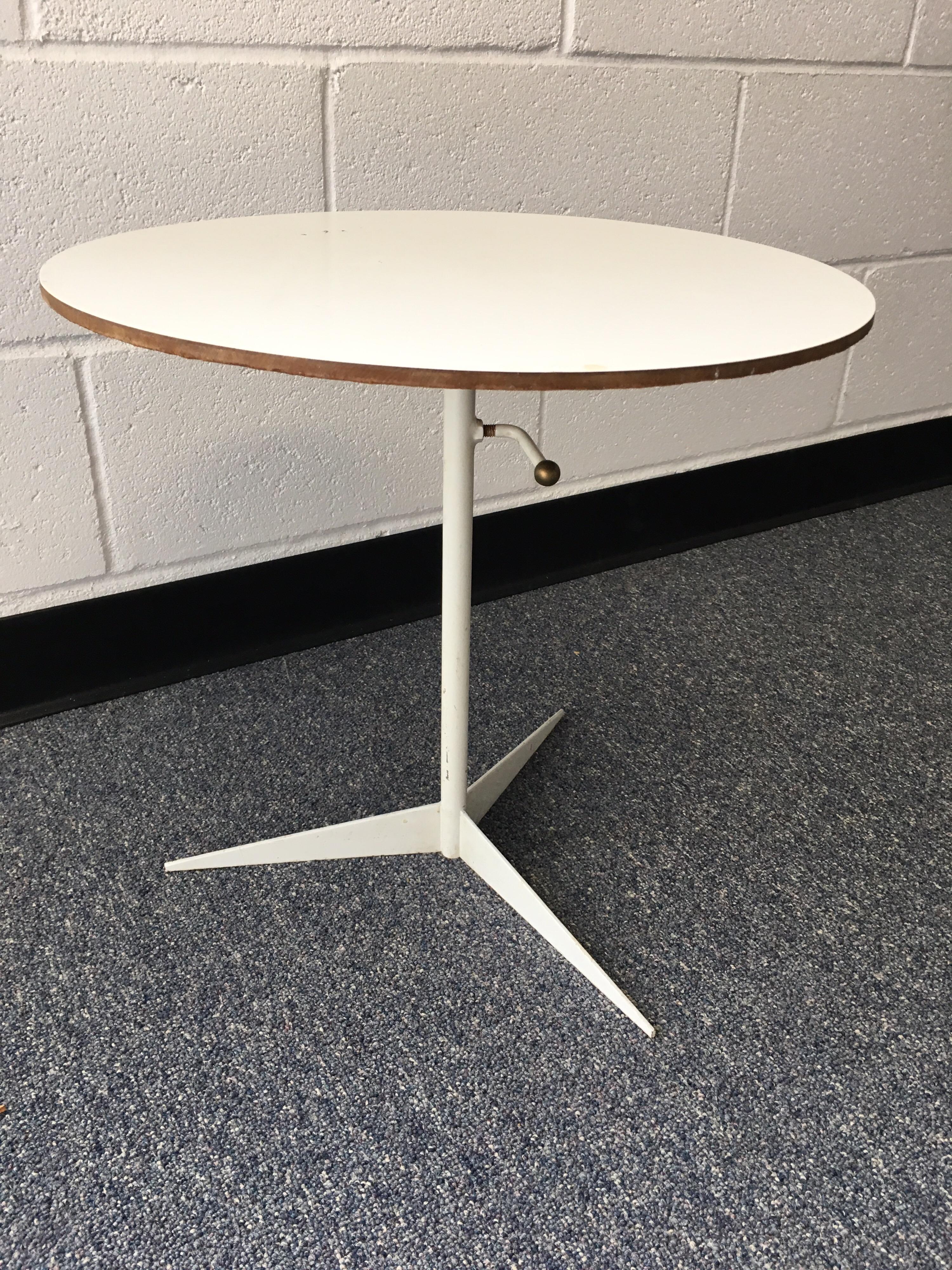 American Late 20th Century Small Round White Tripod Table