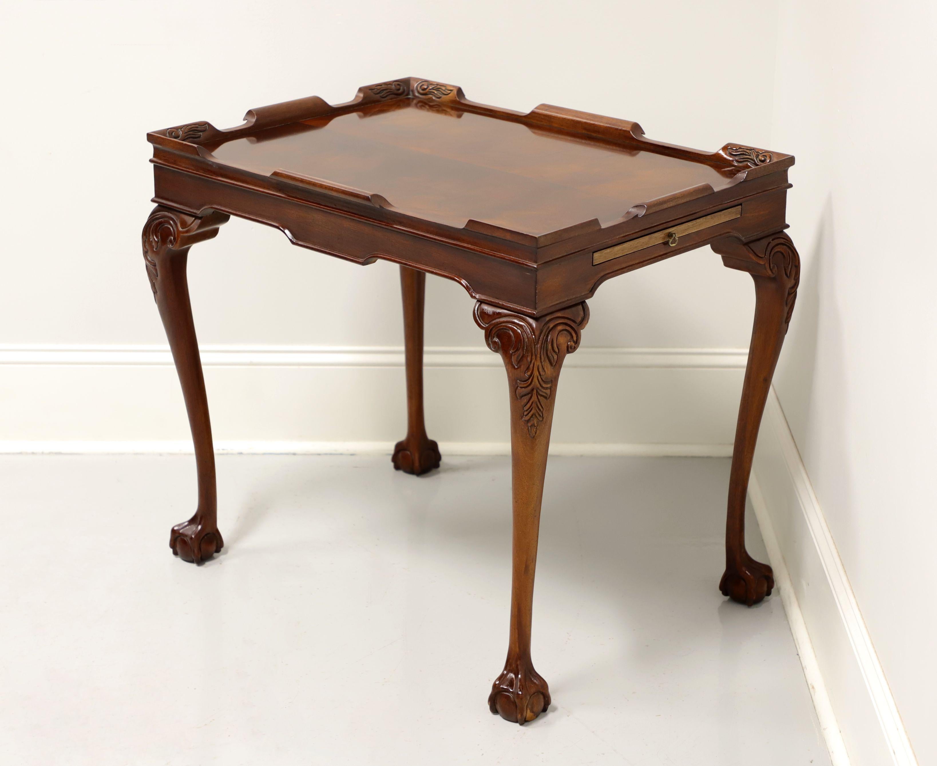 American Late 20th Century Solid Flame Mahogany Chippendale Tea Table - A For Sale