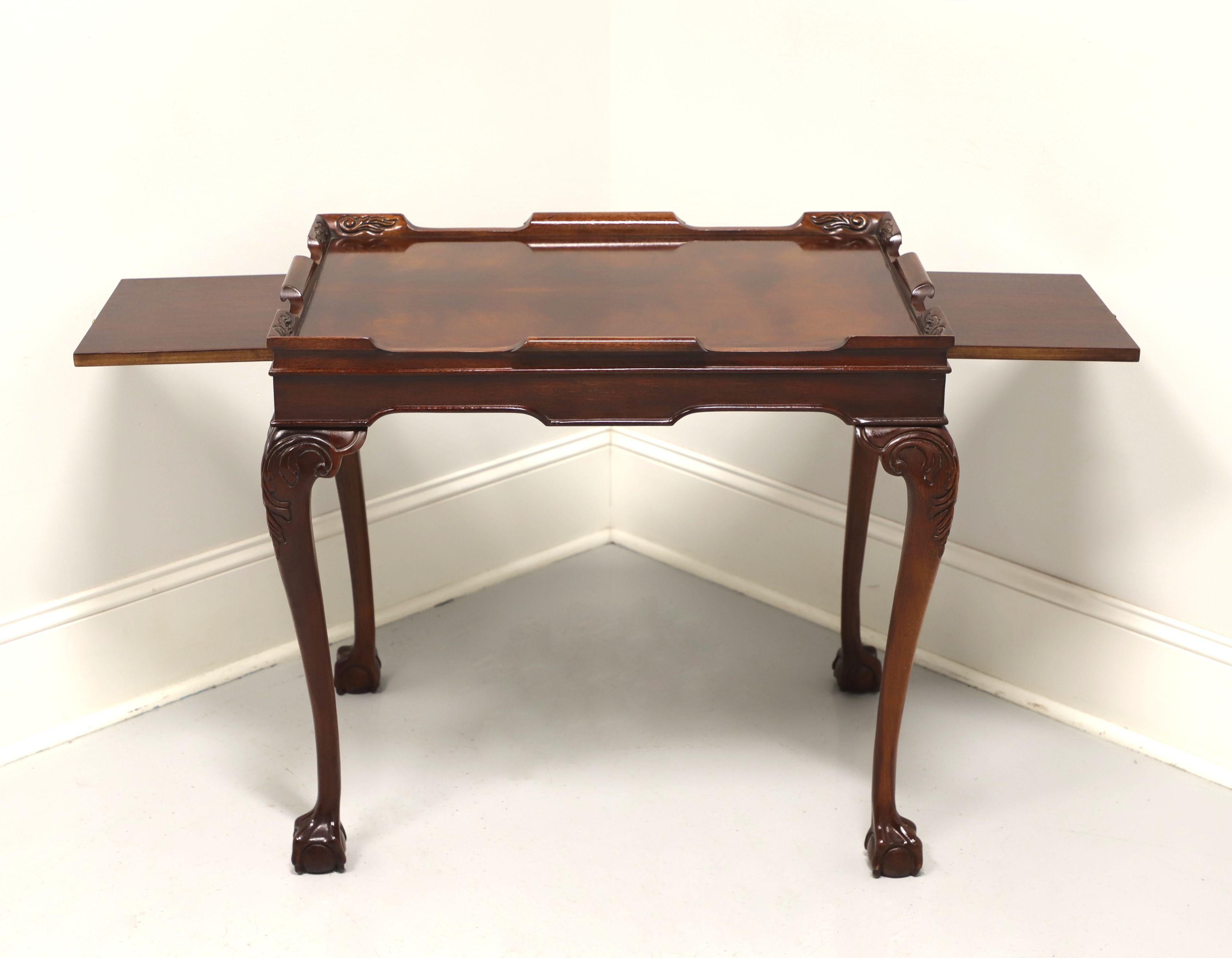 Brass Late 20th Century Solid Flame Mahogany Chippendale Tea Table - A For Sale