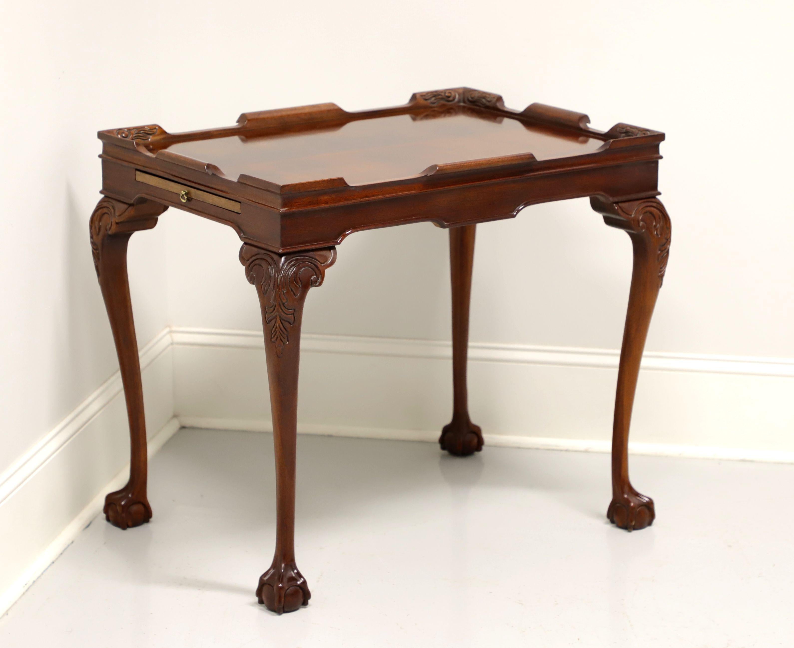 Late 20th Century Solid Flame Mahogany Chippendale Tea Table - A For Sale 4