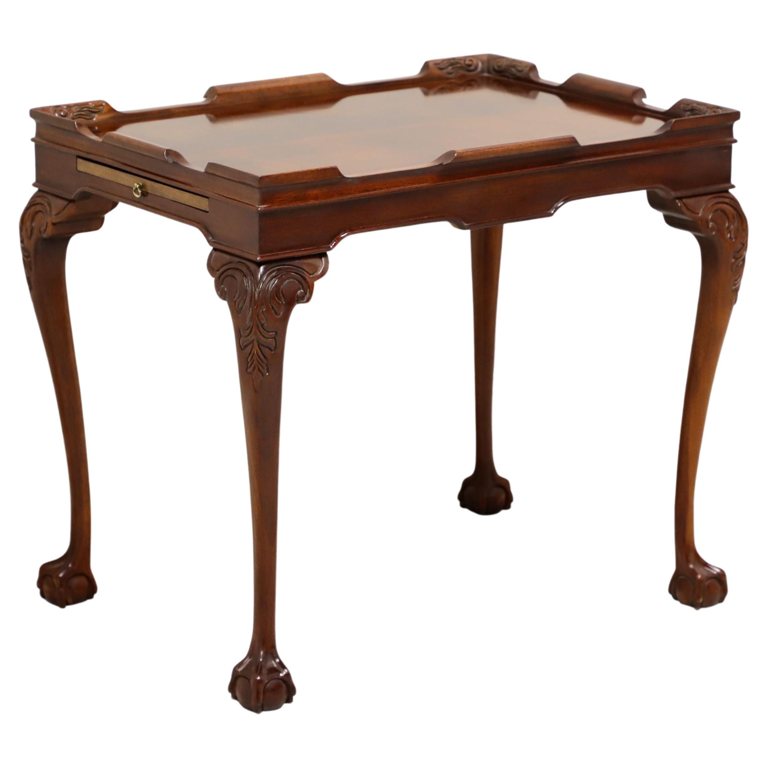 Late 20th Century Solid Flame Mahogany Chippendale Tea Table - A For Sale