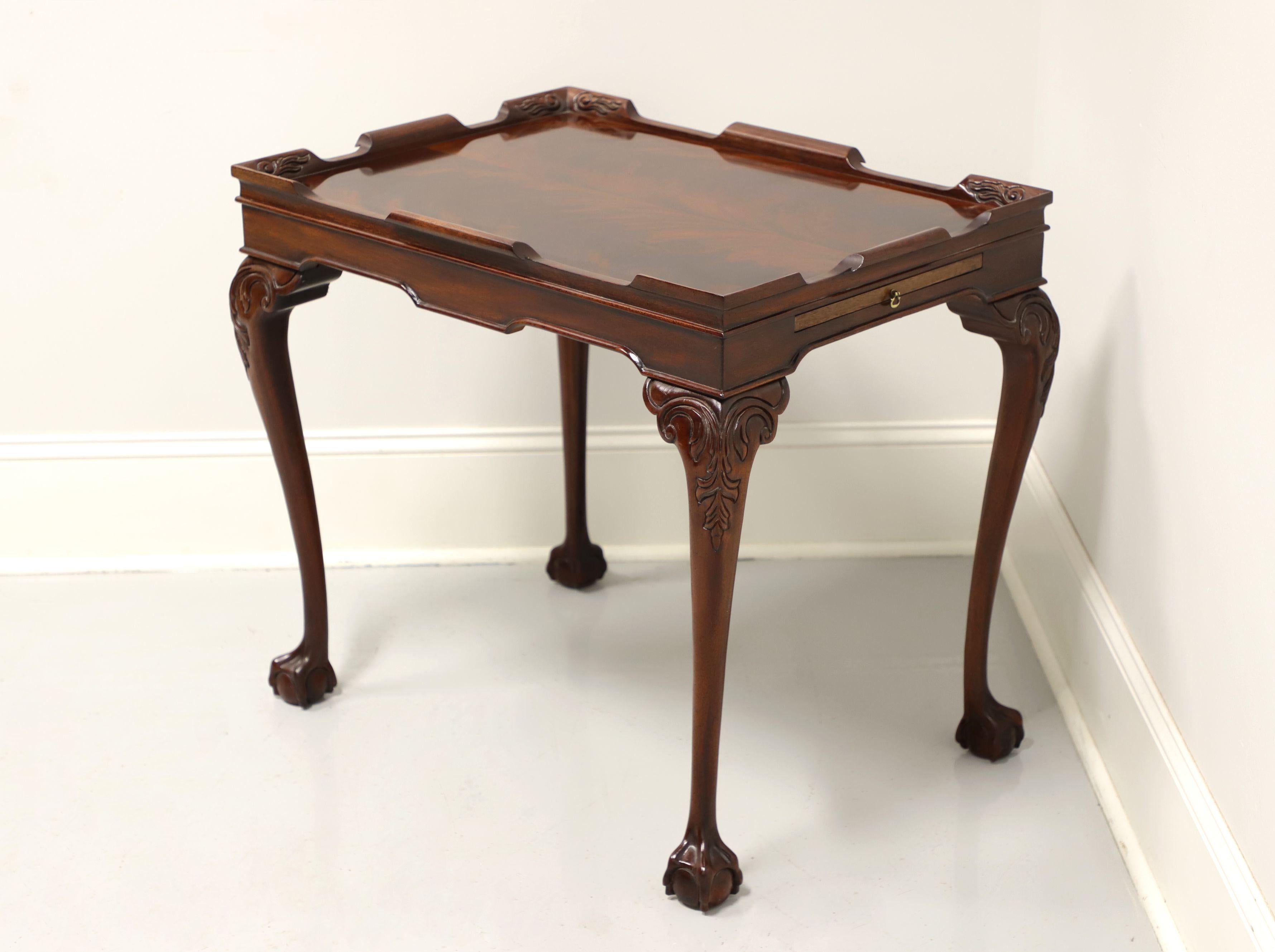 American Late 20th Century Solid Flame Mahogany Chippendale Tea Table - B For Sale