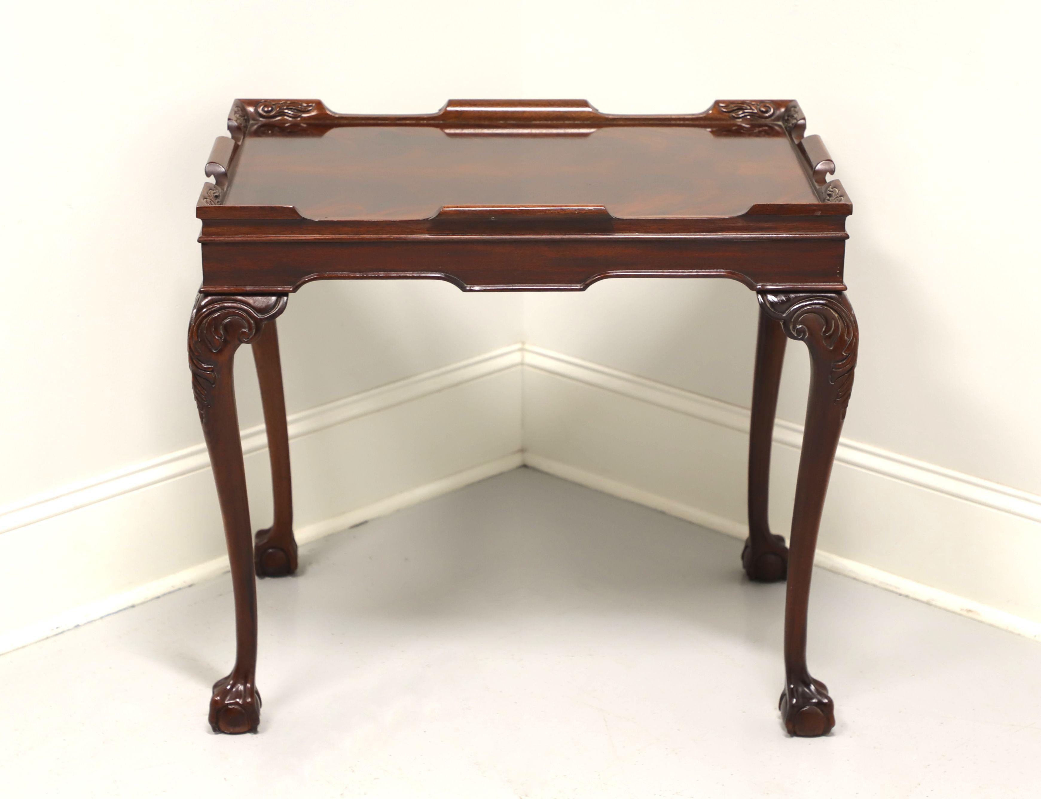Late 20th Century Solid Flame Mahogany Chippendale Tea Table - B In Good Condition For Sale In Charlotte, NC
