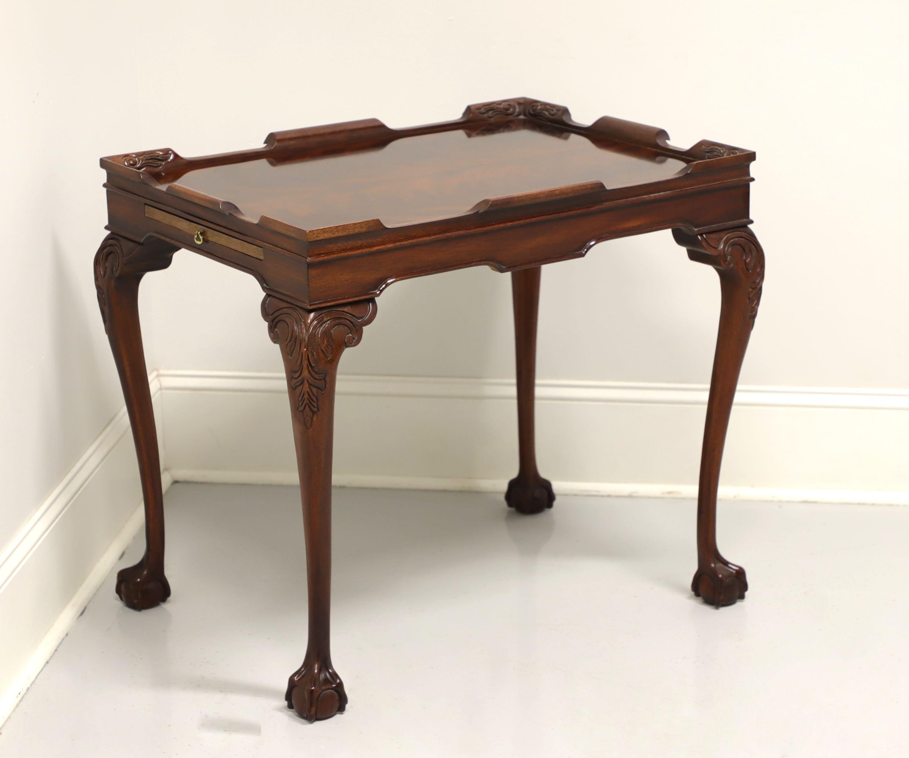 Late 20th Century Solid Flame Mahogany Chippendale Tea Table - B For Sale 4