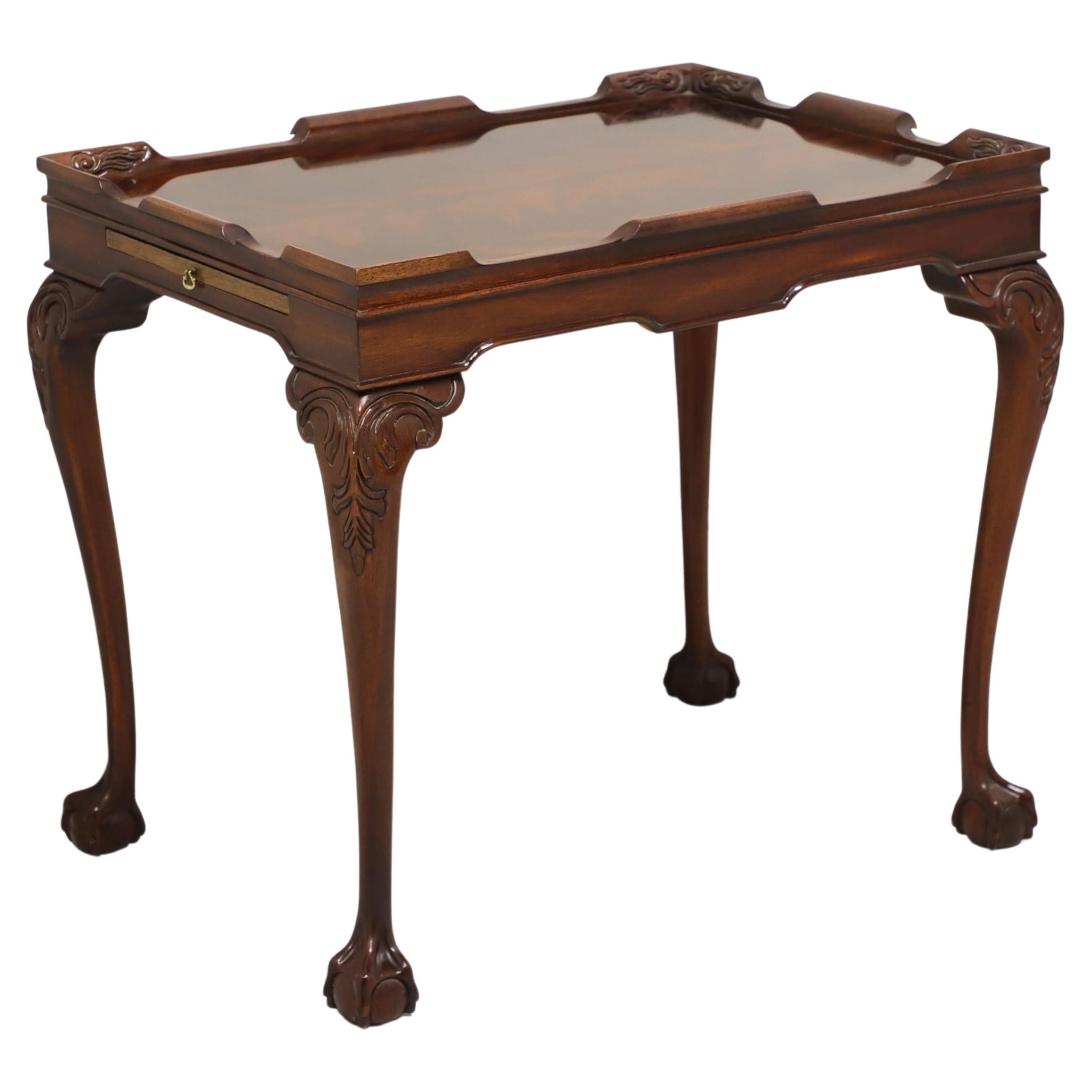 Late 20th Century Solid Flame Mahogany Chippendale Tea Table - B For Sale