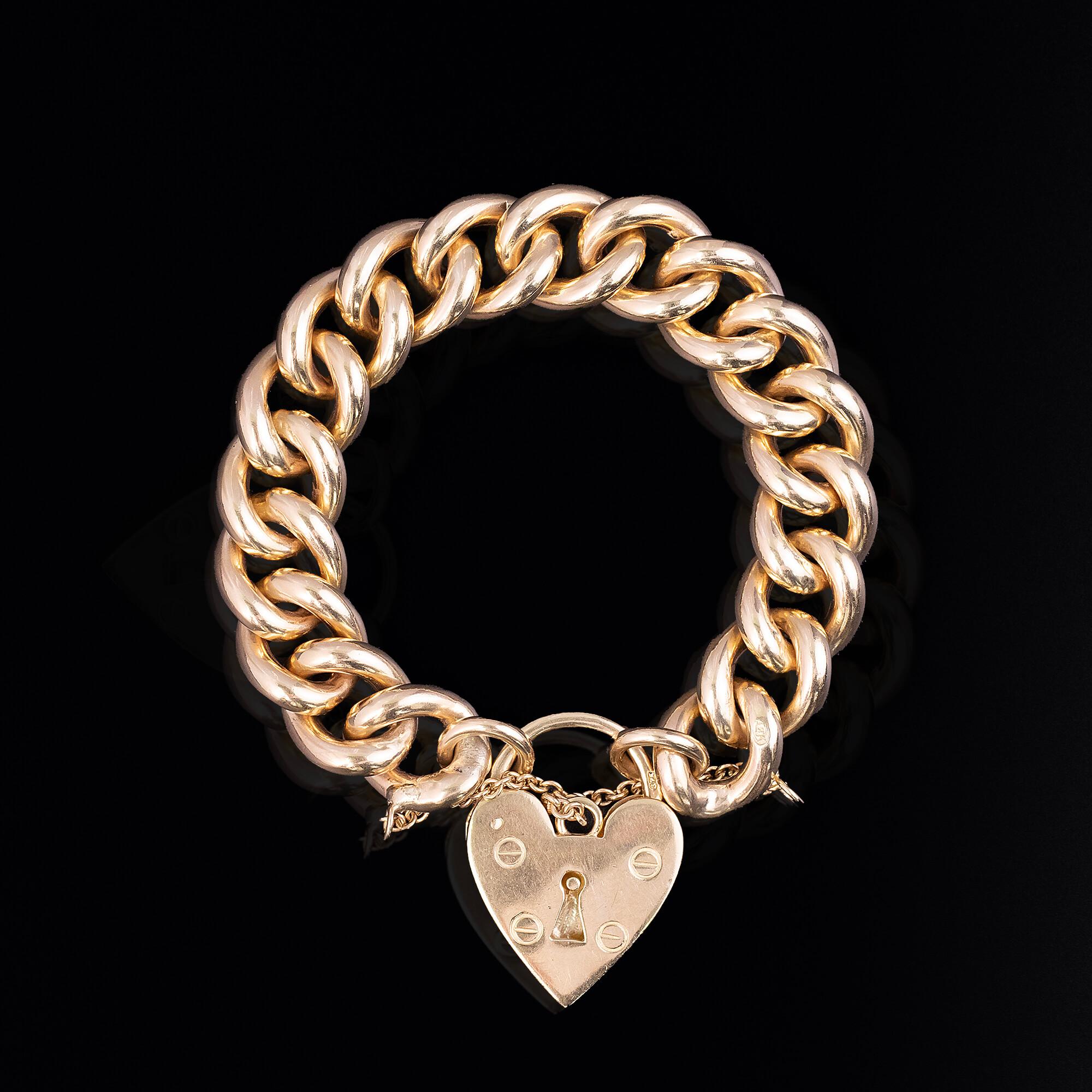 Late 20th Century Solid Gold Padlock Bracelet Circa 1980s For Sale 1
