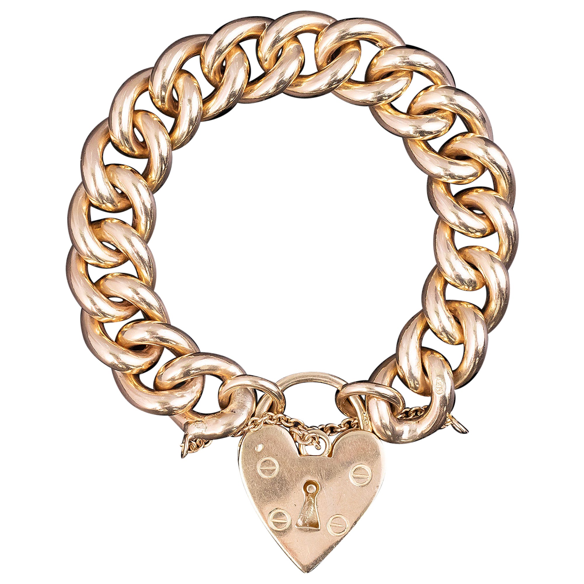 Pulsera candado de oro macizo de finales del siglo XX Circa años 80